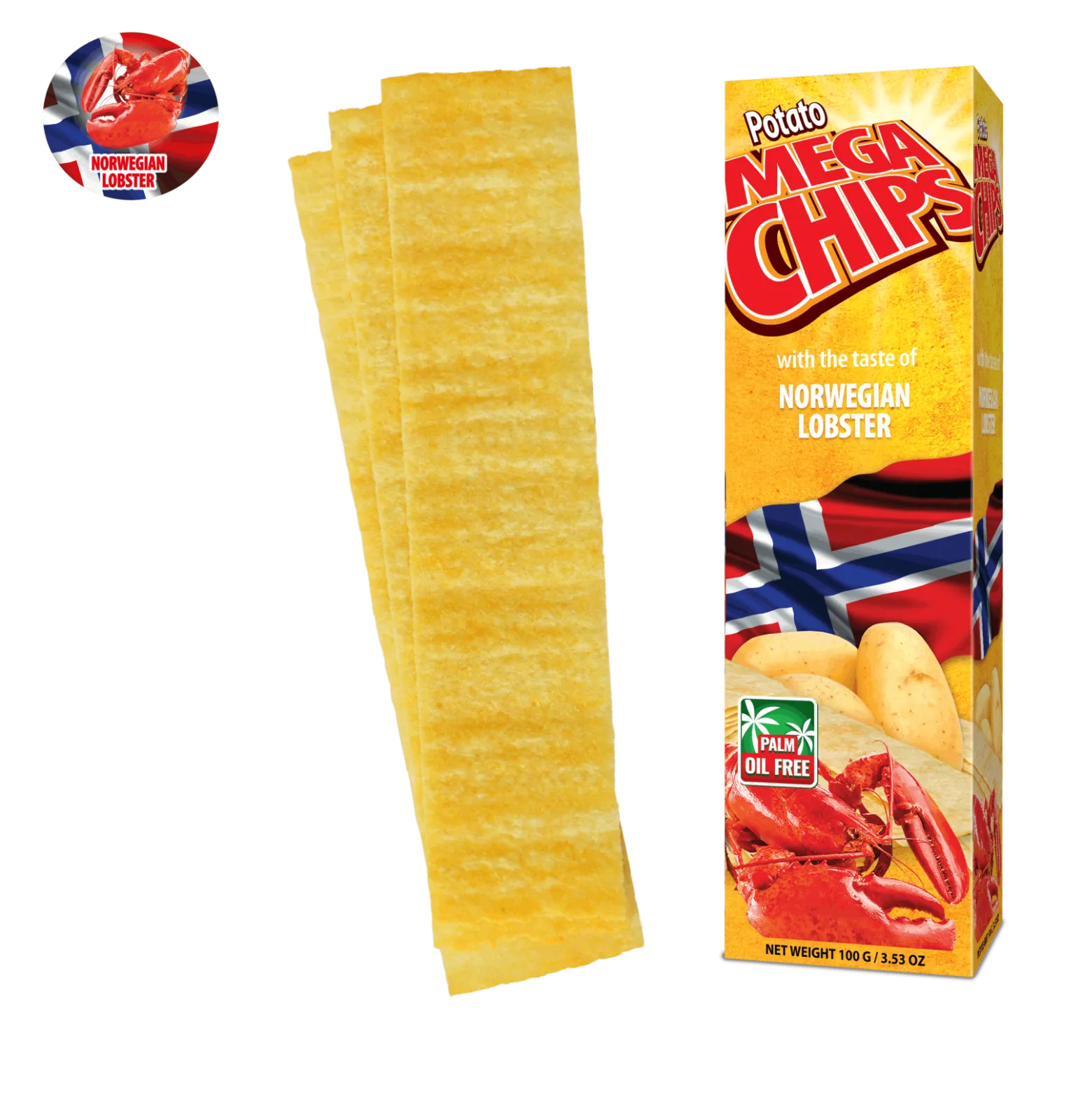 Potato Mega Chips with the taste of Norwegian Lobster