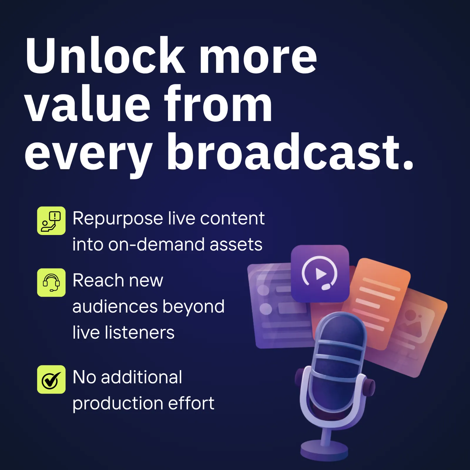 Fully automated workflow will create new content with high quality of voice overs and sound effects.