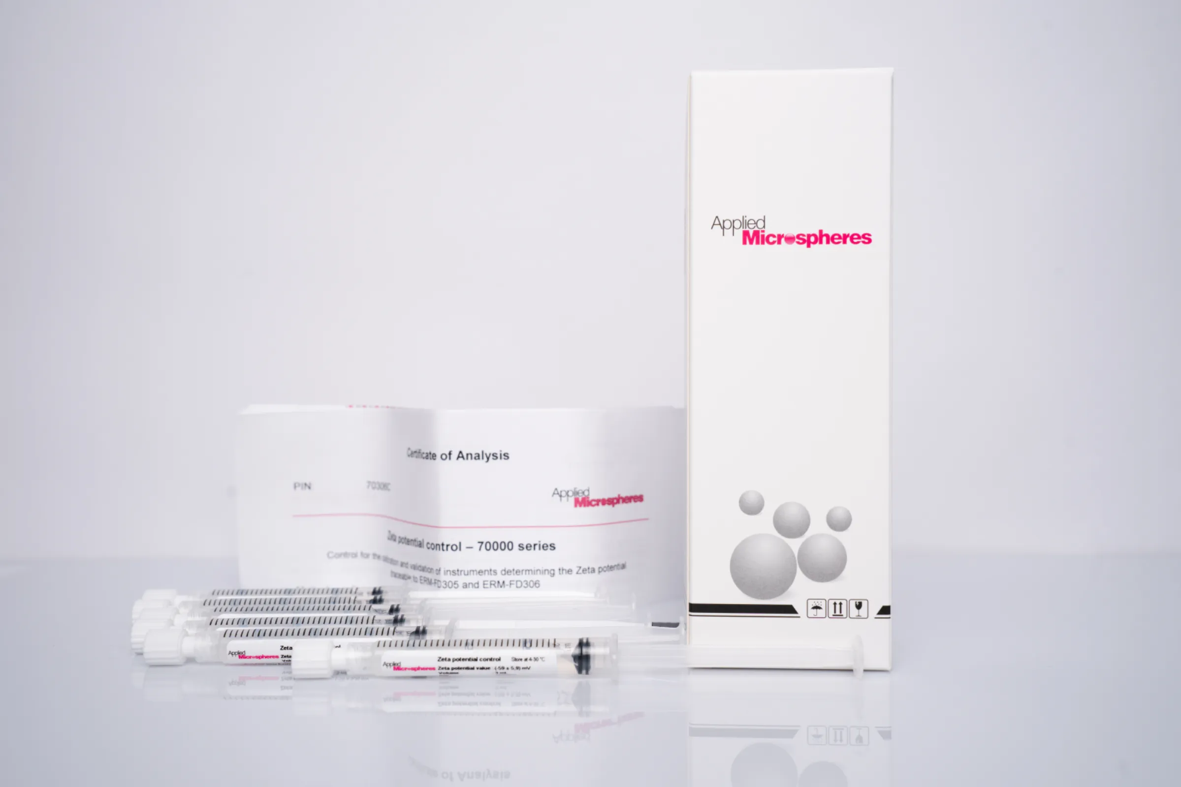 Applied Microspheres' Zeta Potential Controls provide benchmark accuracy for reproducible validation of zeta potential determinations.