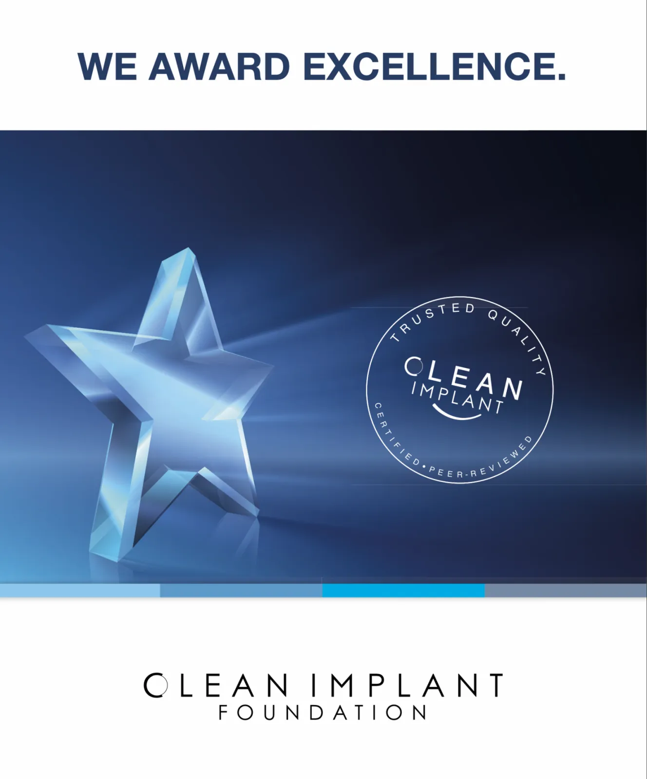 CleanImplant marketing material inlcuding the Trusted Quality Seal for clean implants