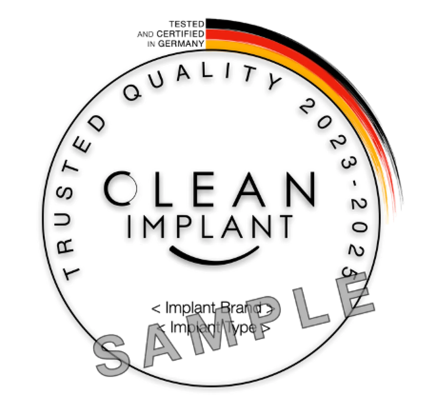 Sample of the Trusted Quality Seal awarded to implant systems passing the stringent testing criteria