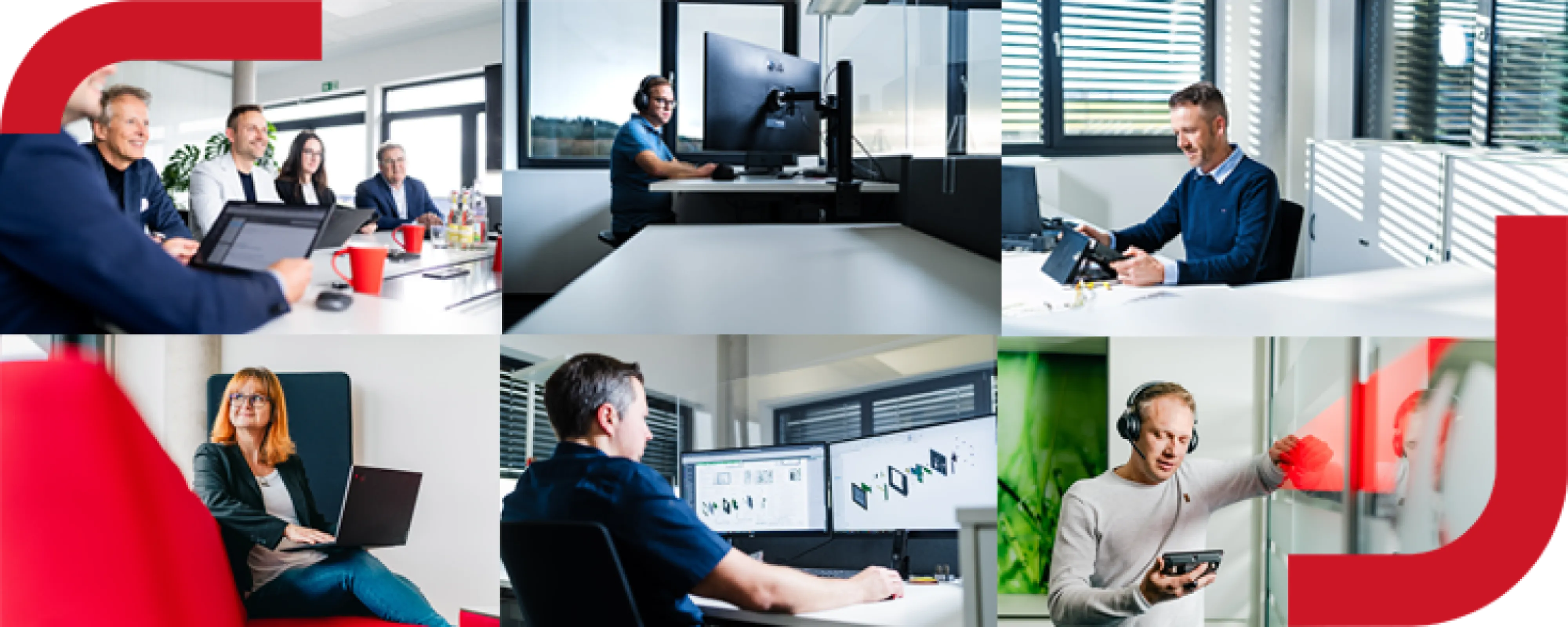 A collage of various departments