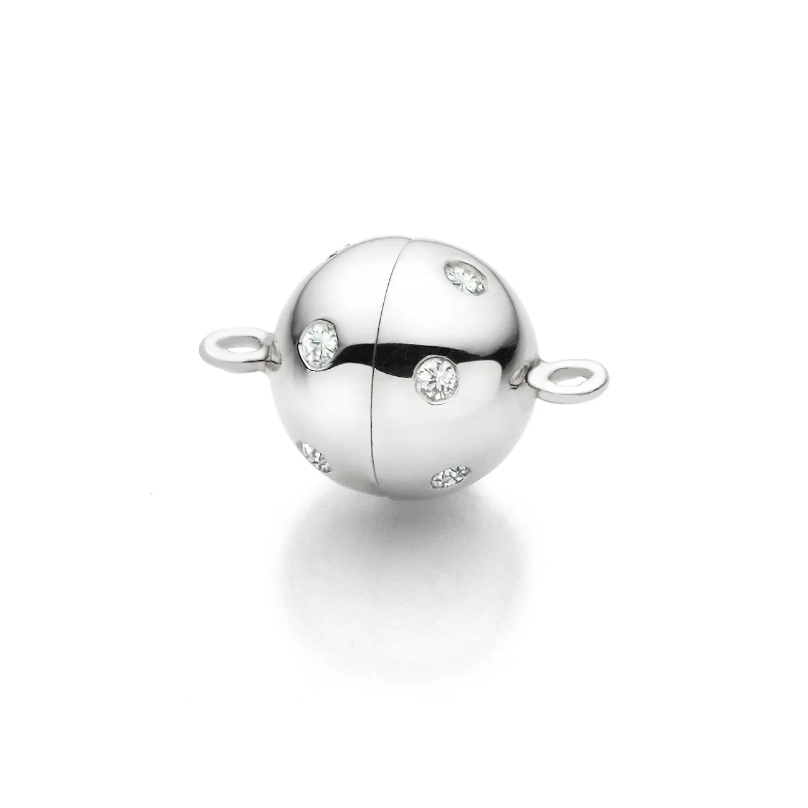 Magnetic clasp with diamonds, diameter 10 mm