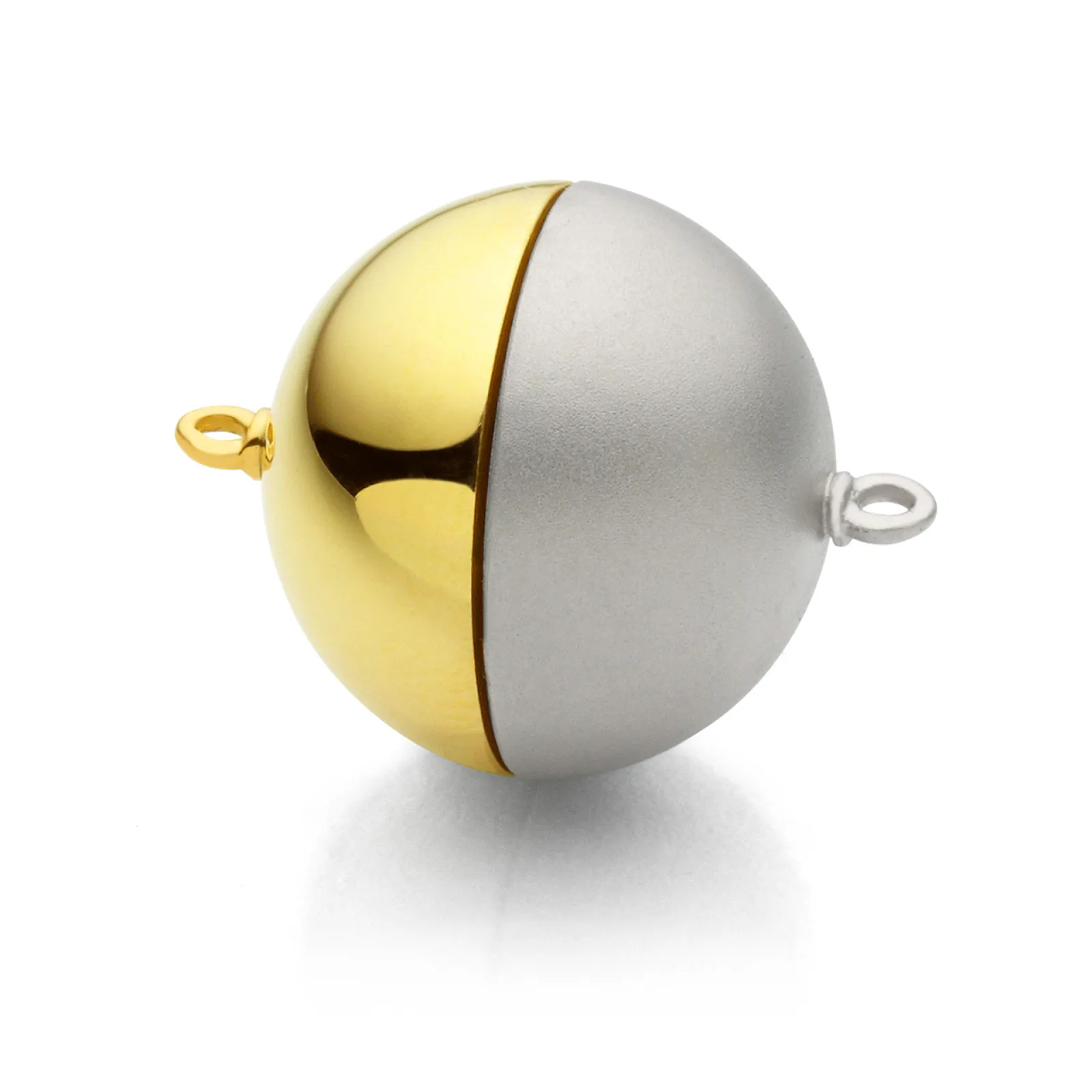 Magnetic clasp, yelloe gold and white gold, dia meter 12 mm