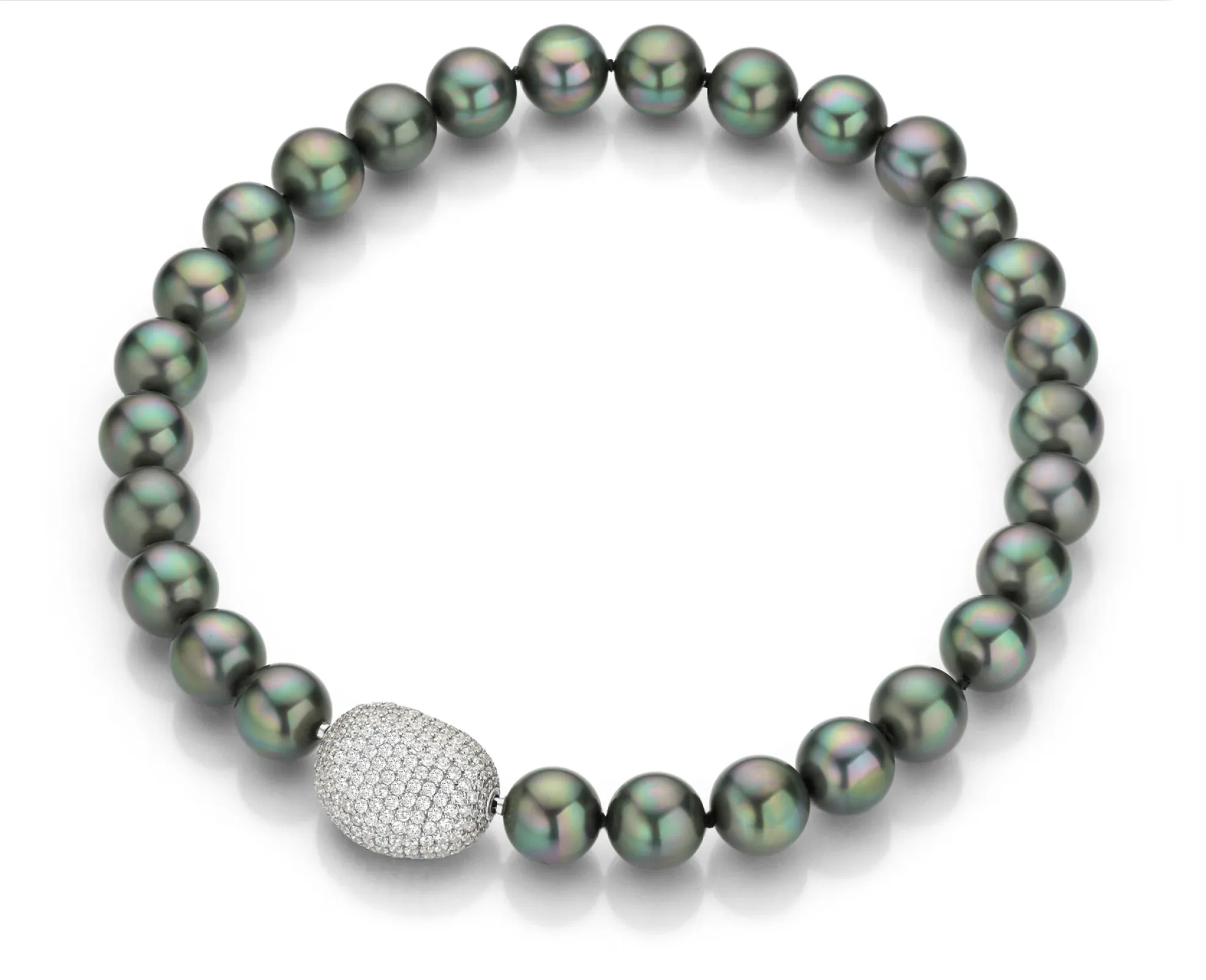 Interchangeable pavée nugget clasp with tahitian pearls