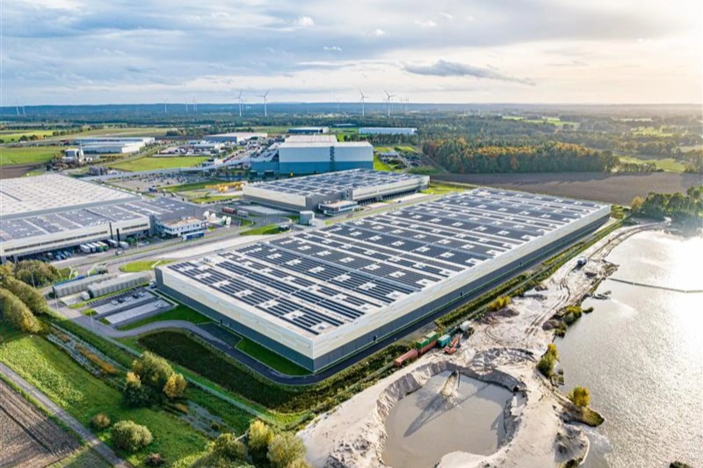 Aerial view of a large-scale logistics park