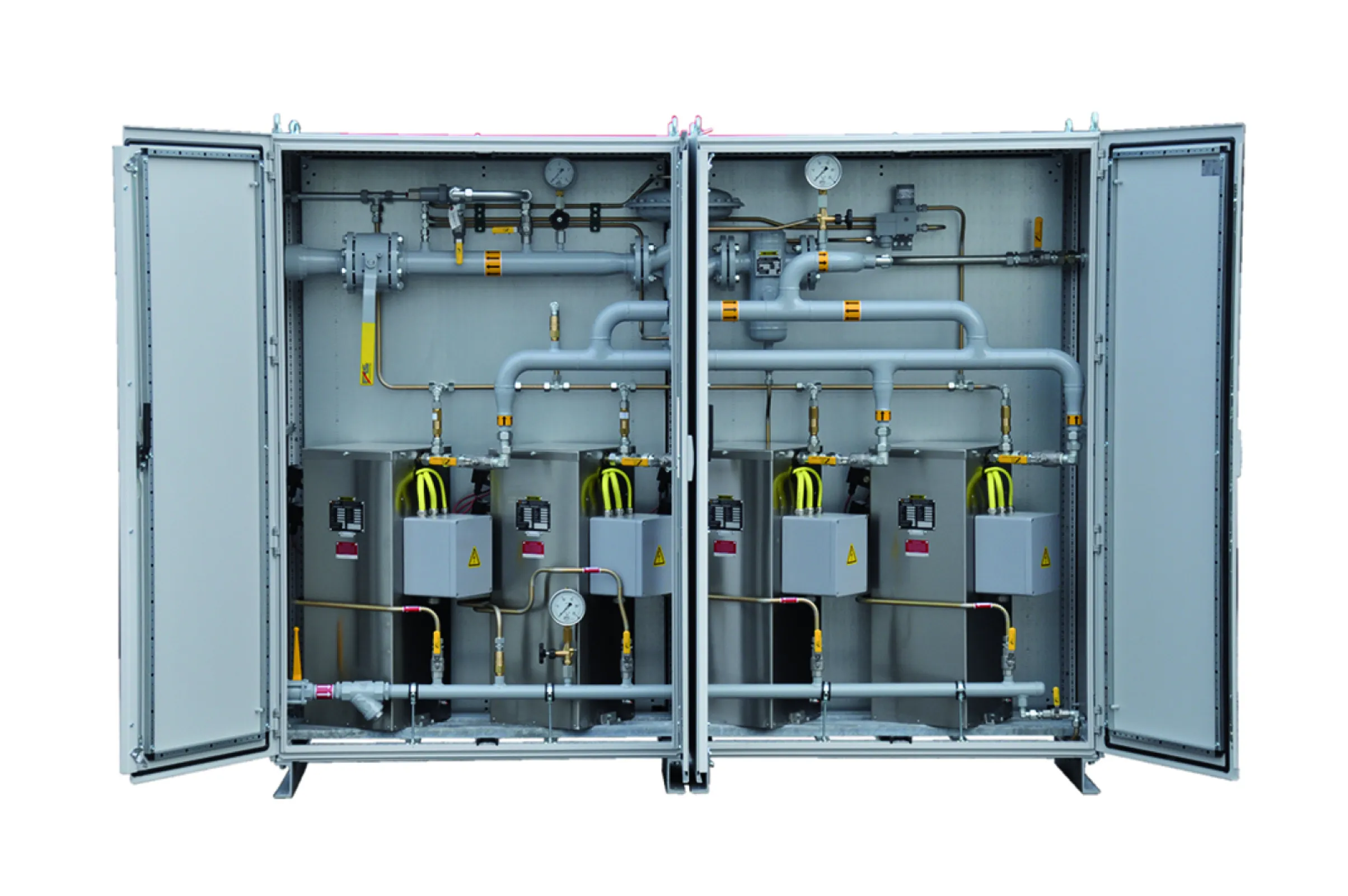 Vaporizer unit in cabinet construction with multiple vaporizers for higher capacities (max. total capacity 620 kg/h)