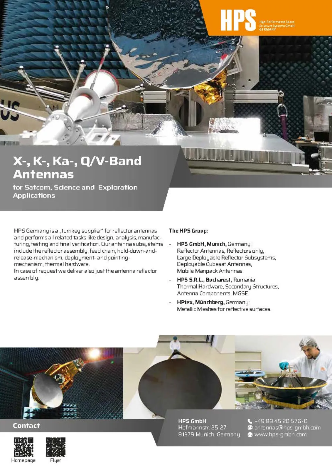 X-, K-, Ka-, Q/V-Band Antennas by HPS