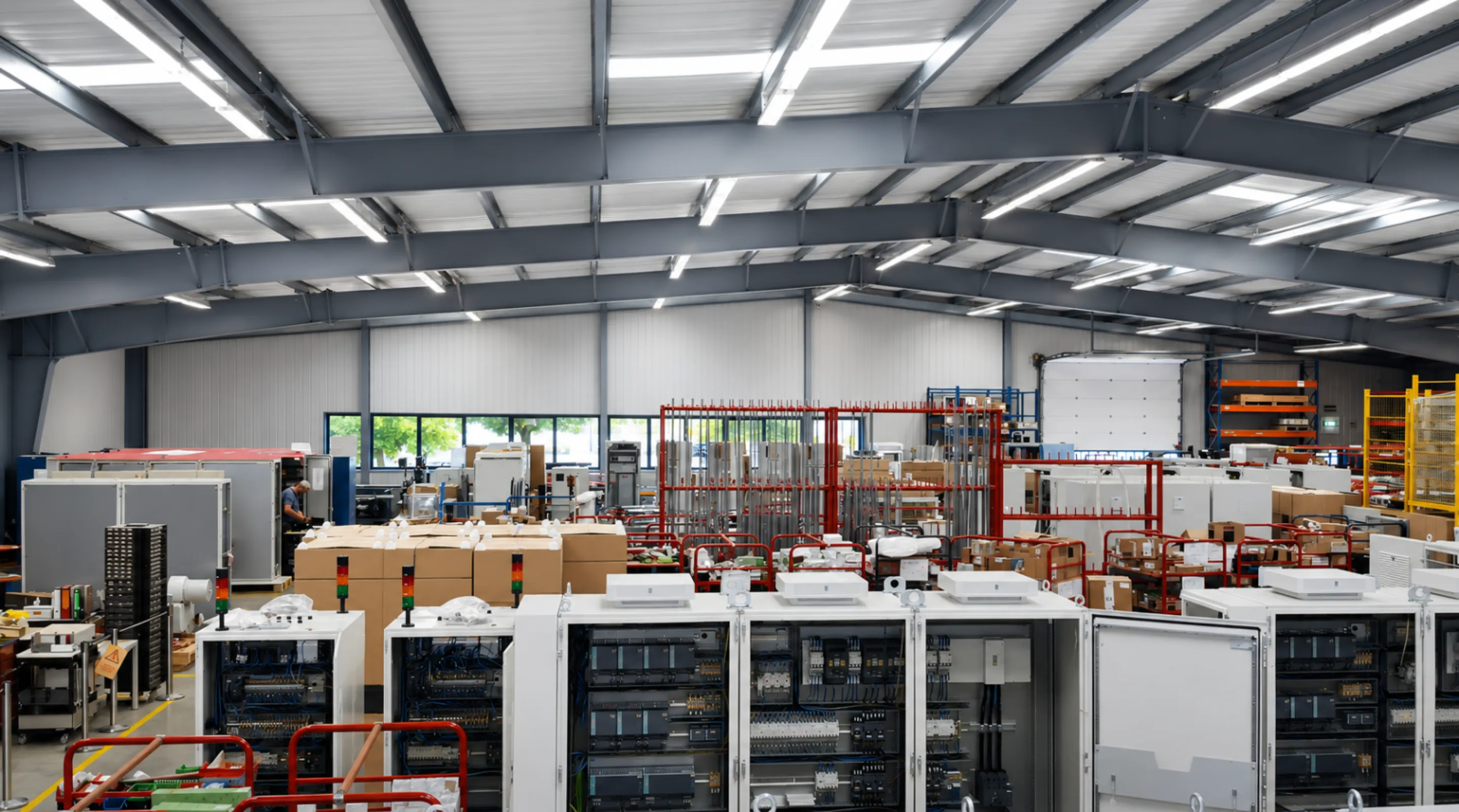 Overview of the production area, highlighting organized workflows, structured processes and scalable manufacturing capacity for industrial automation projects.