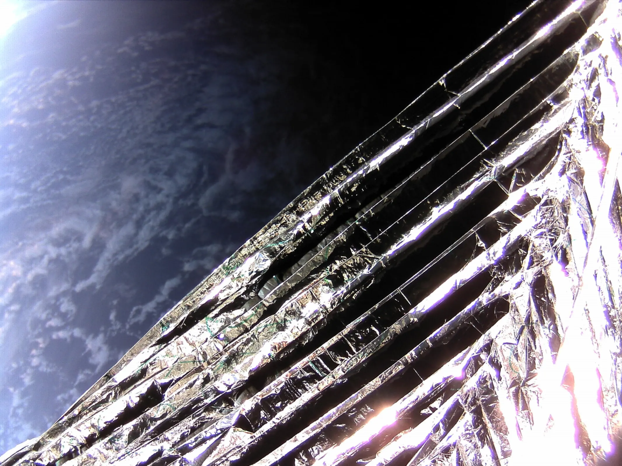 In-Orbit Photo of the Deployed ADEO-N Sail