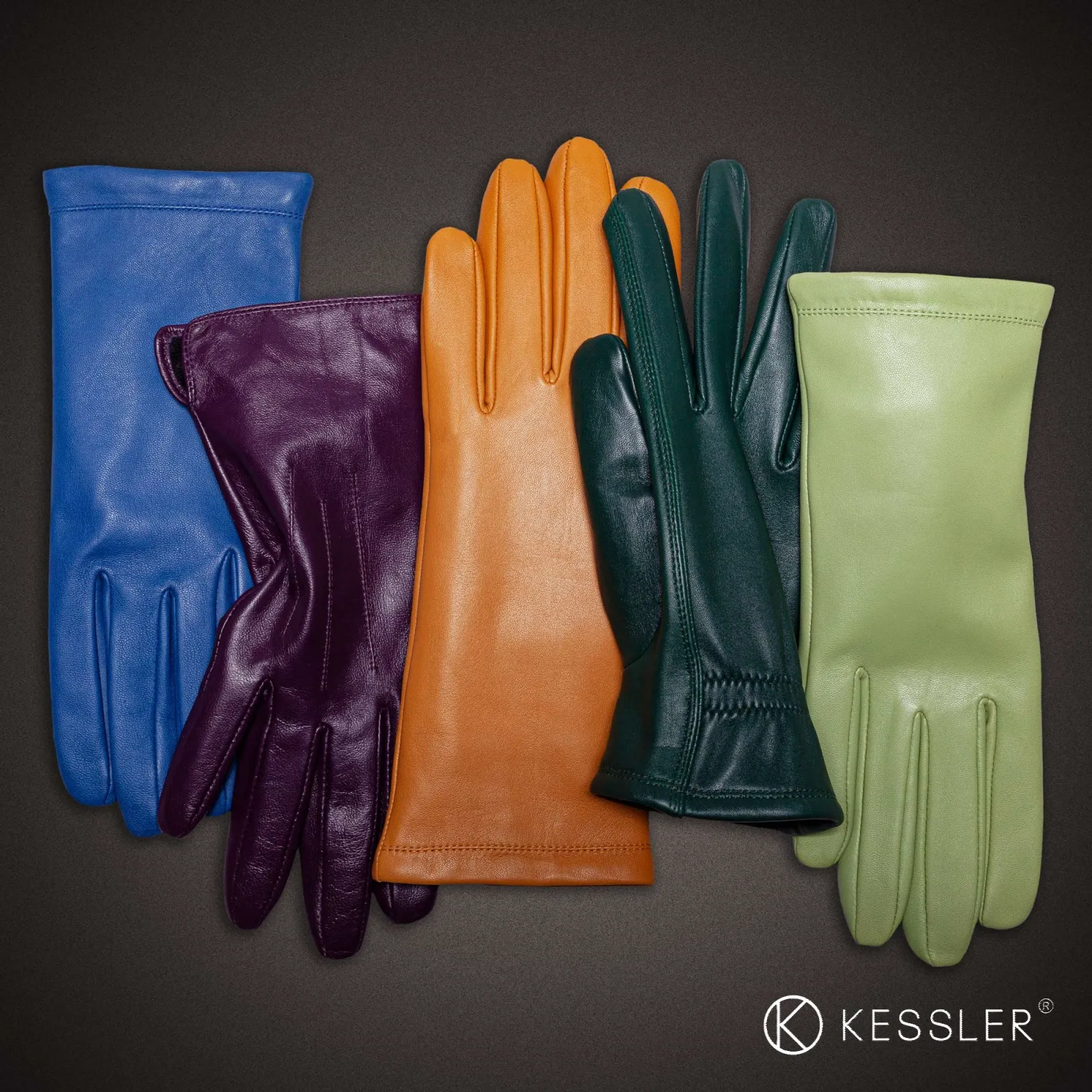 A vibrant palette of premium leather gloves in contemporary fashion colors