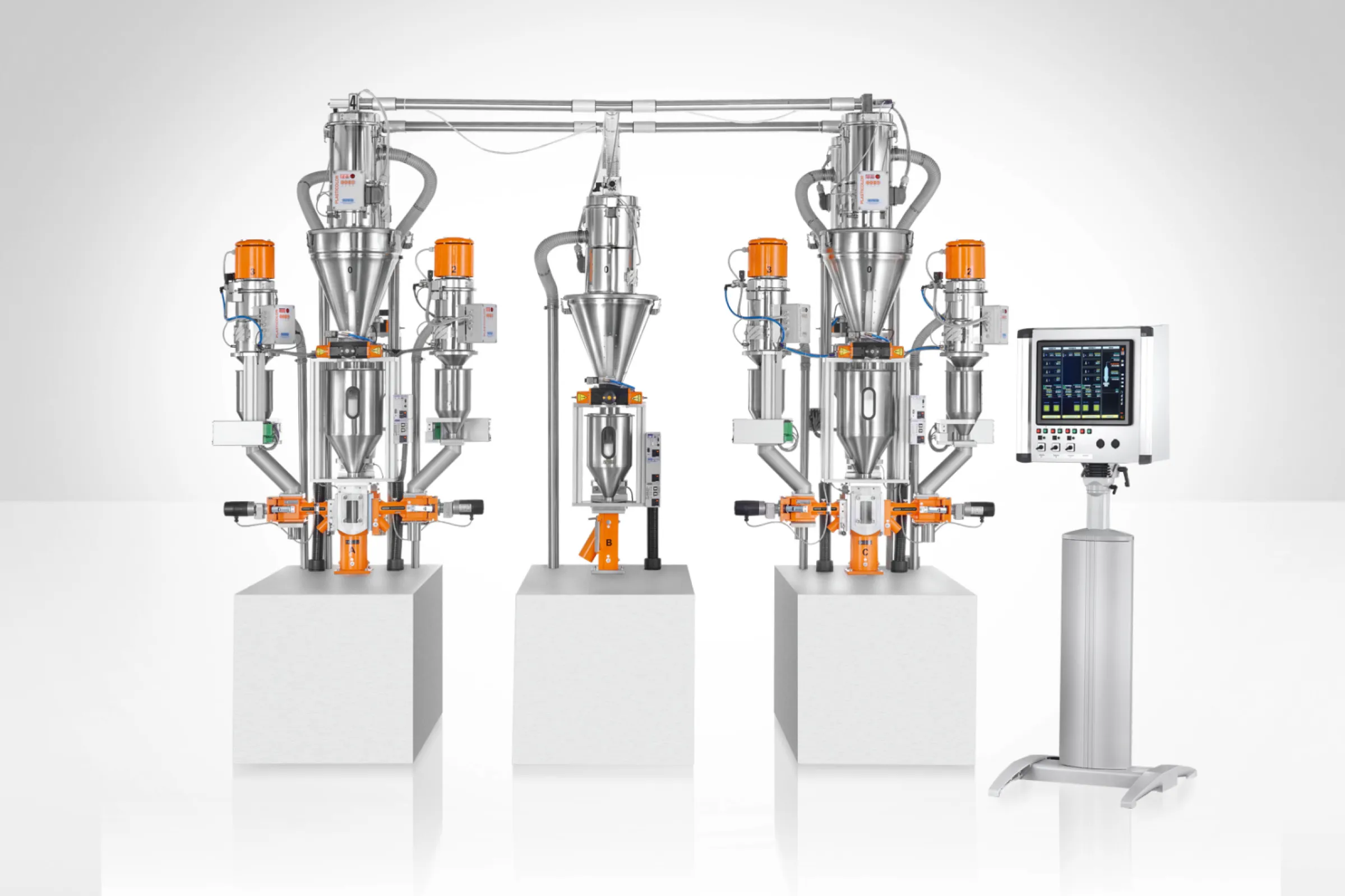 WOYWOD PLASTICOLOR “Loss-In-Weight” dosing system for 3-layer co-extrusion