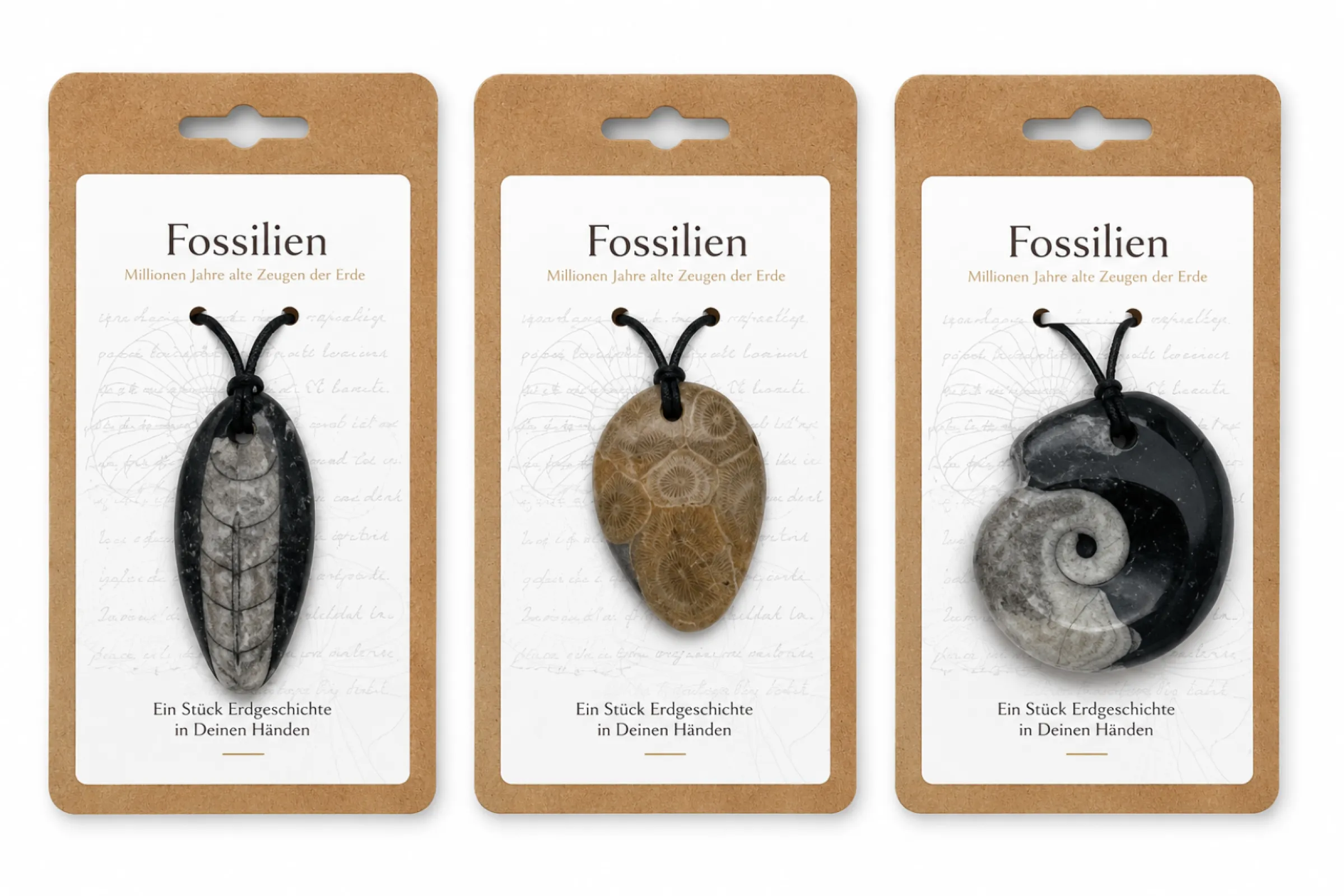 Handcrafted fossil necklaces made from genuine fossils, combining natural history with timeless elegance. Each piece is truly one of a kind.