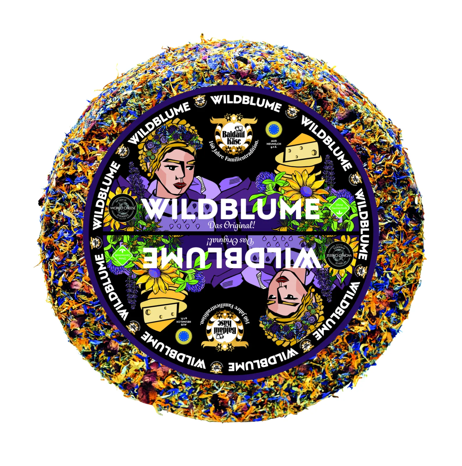 Baldauf Wildblume - Baldauf semi-hard cheese made from premium hay milk (PGI), delicately refined with wildflowers.