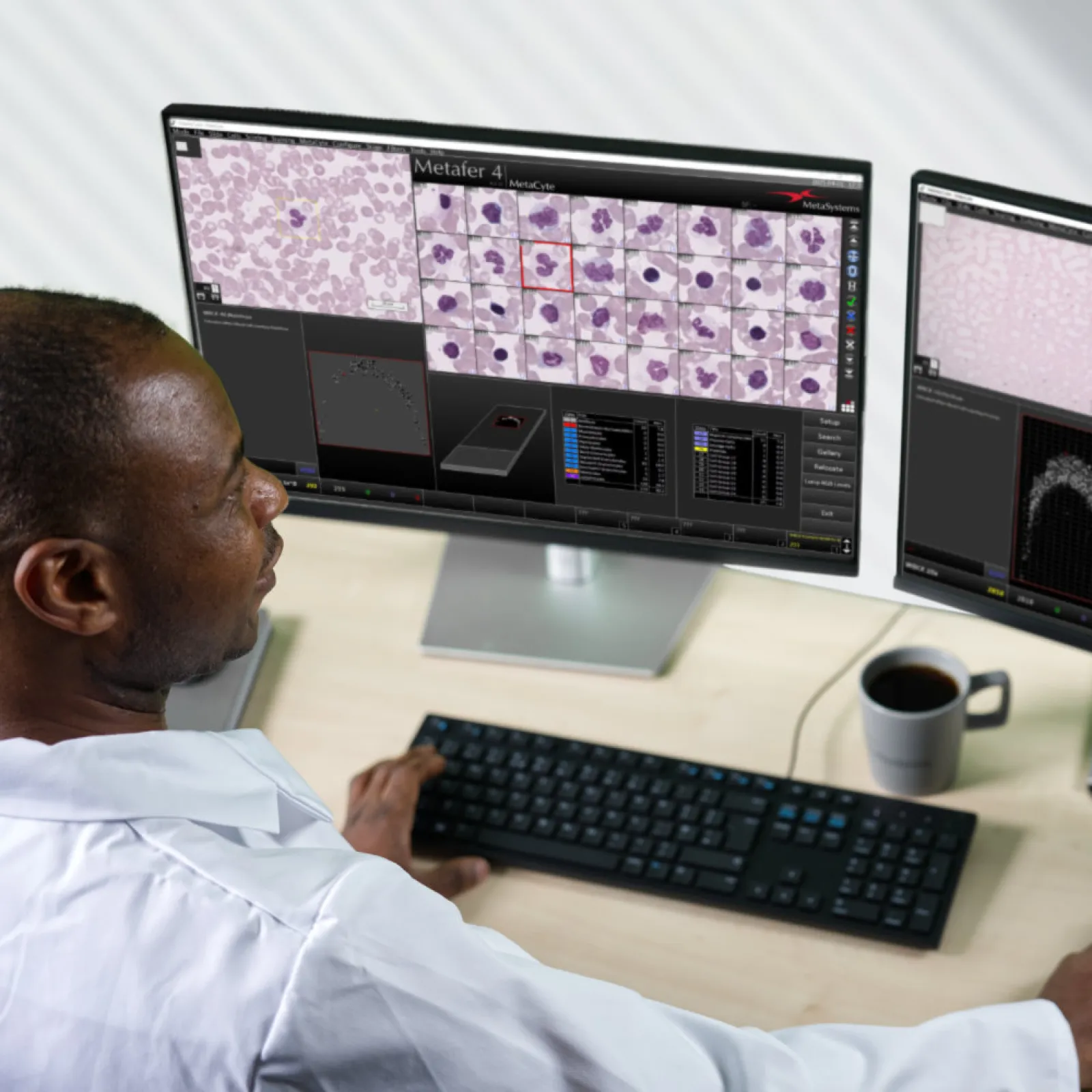 Metafer also excels beyond cytogenetics, including applications in hematology (see image), forensics, toxicology, microbiology, and many other fields.