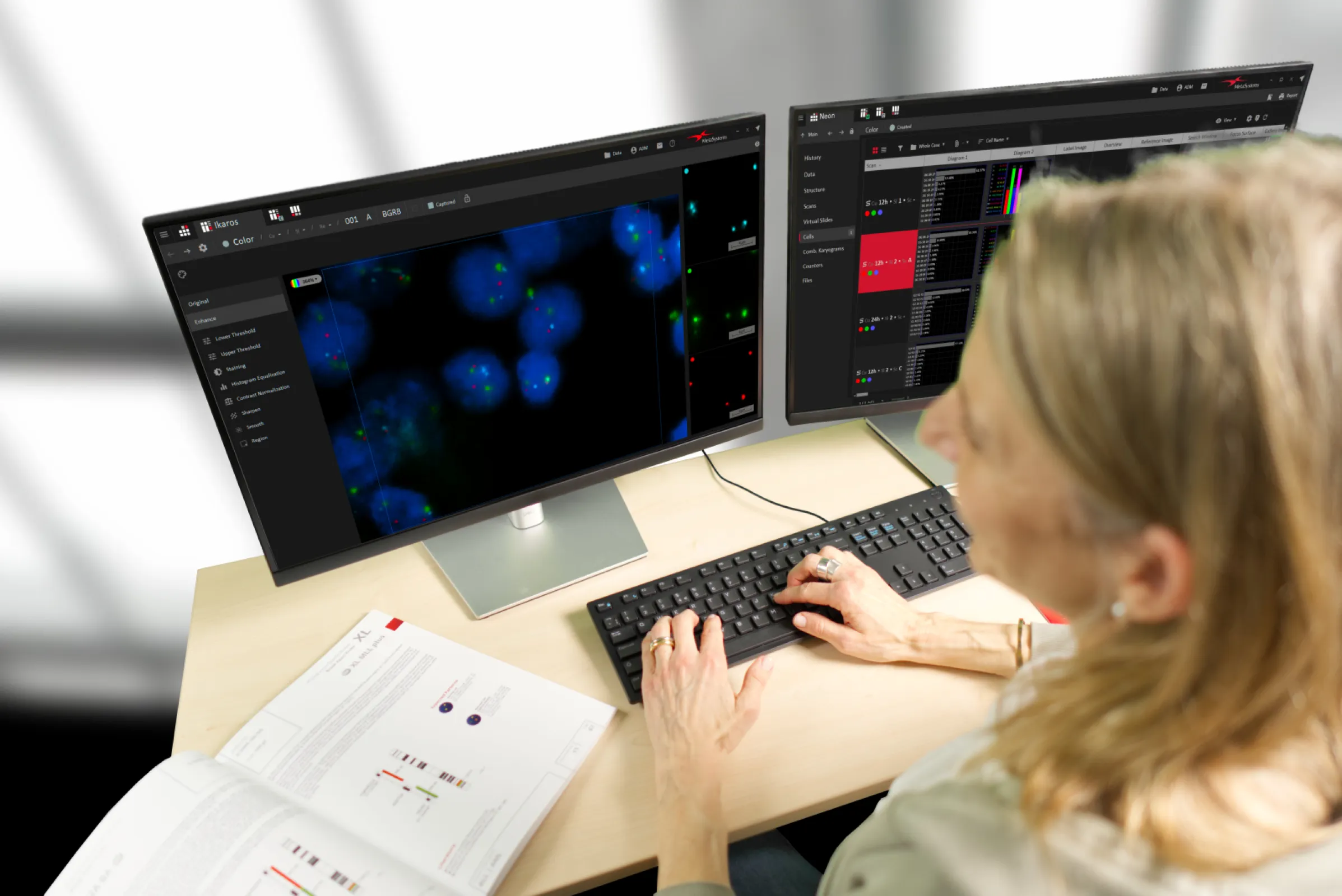 Ikaros 7 not only offers modern karyotyping tools but also a wide range of features for imaging and processing fluorescence color images (e.g., for documenting fluorescence in situ hybridization samples).