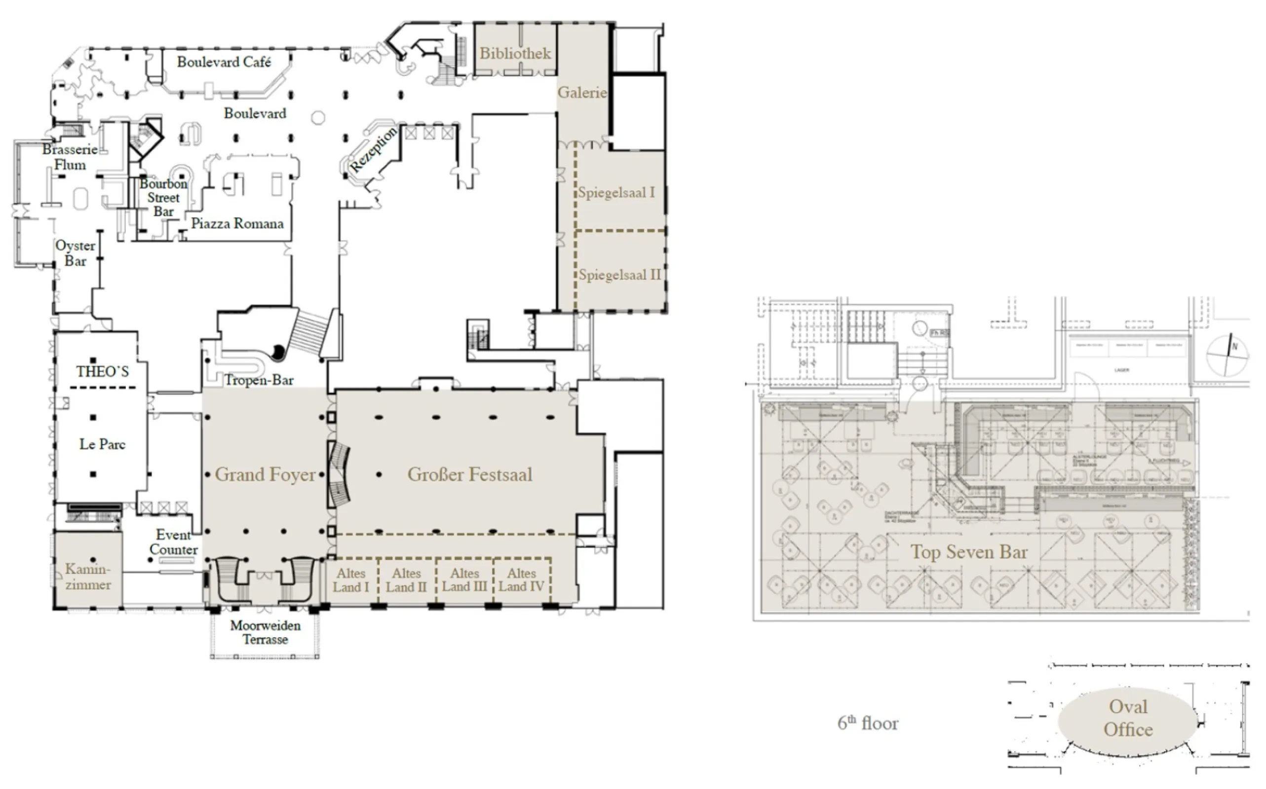 Floor Plan - First Floor + Oval Office + Top Seven Roof Bar
