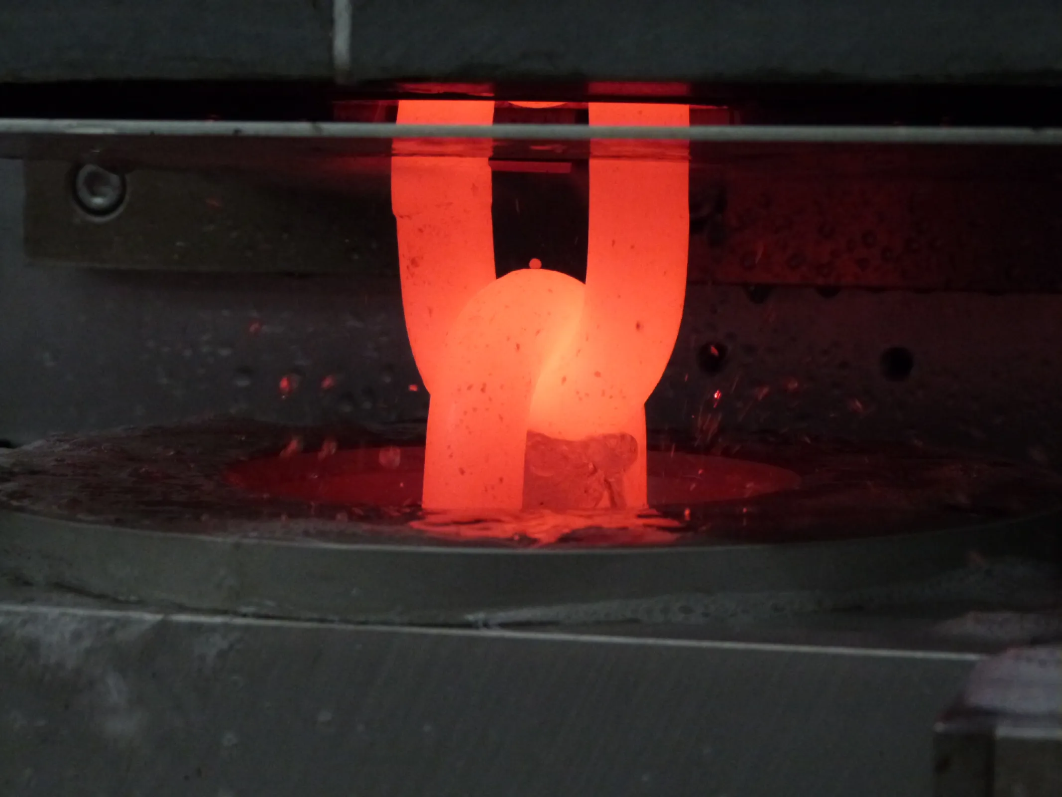 Hardened chain goes to the cooling water