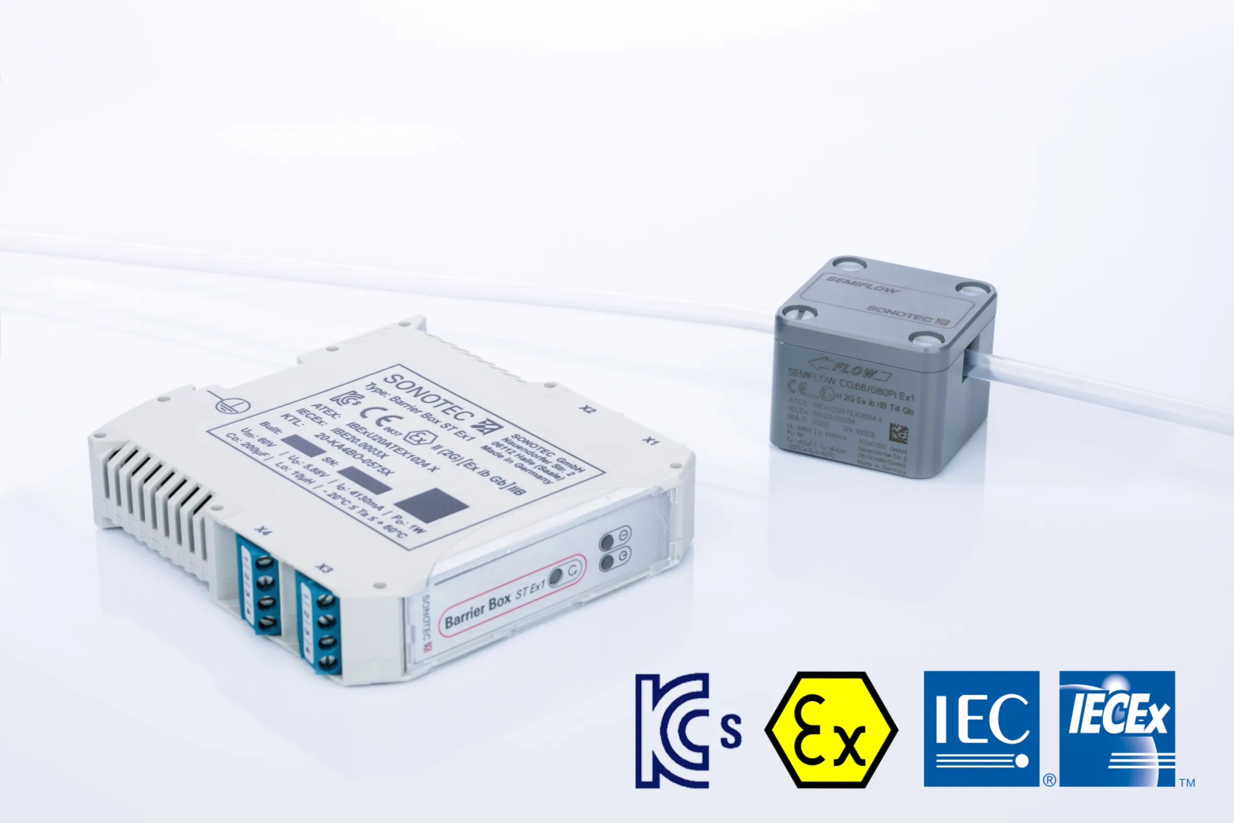 Ultrasonic Clamp-On Flow Sensor SEMIFLOW CO.66 Ex1