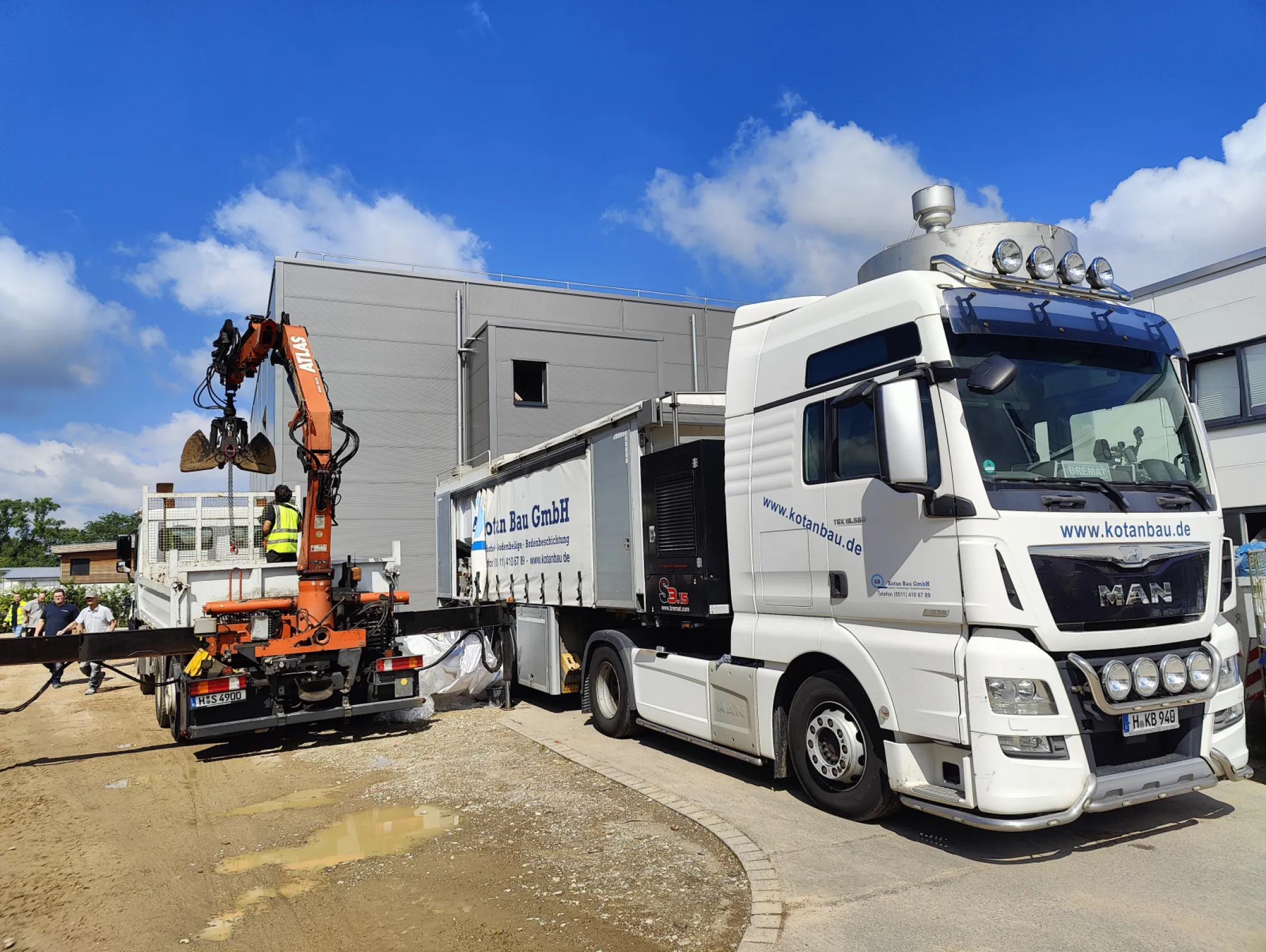 Working with state-of-the-art machinery on the construction site.
