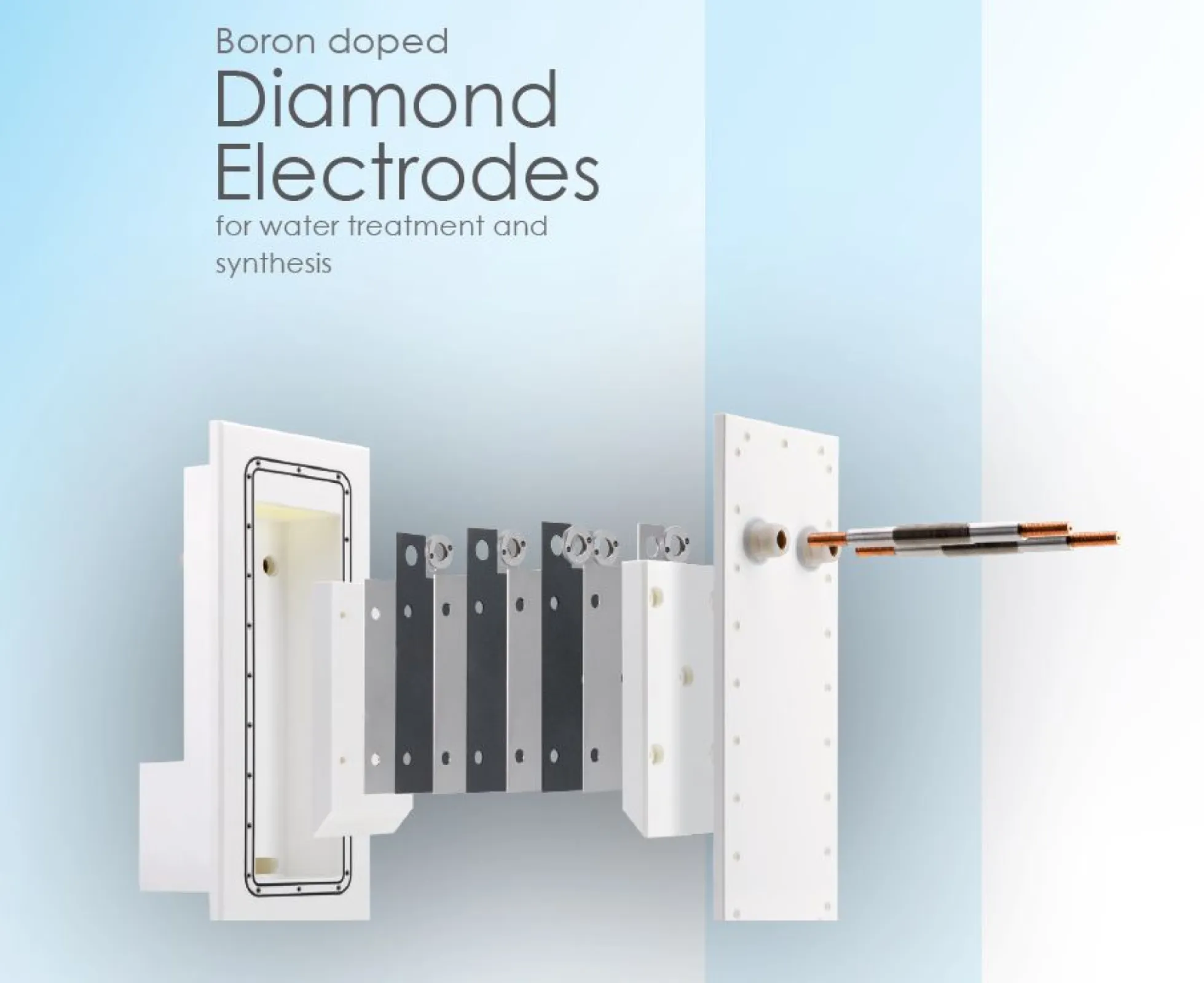 Parts of electrolyser with diamond electrodes
