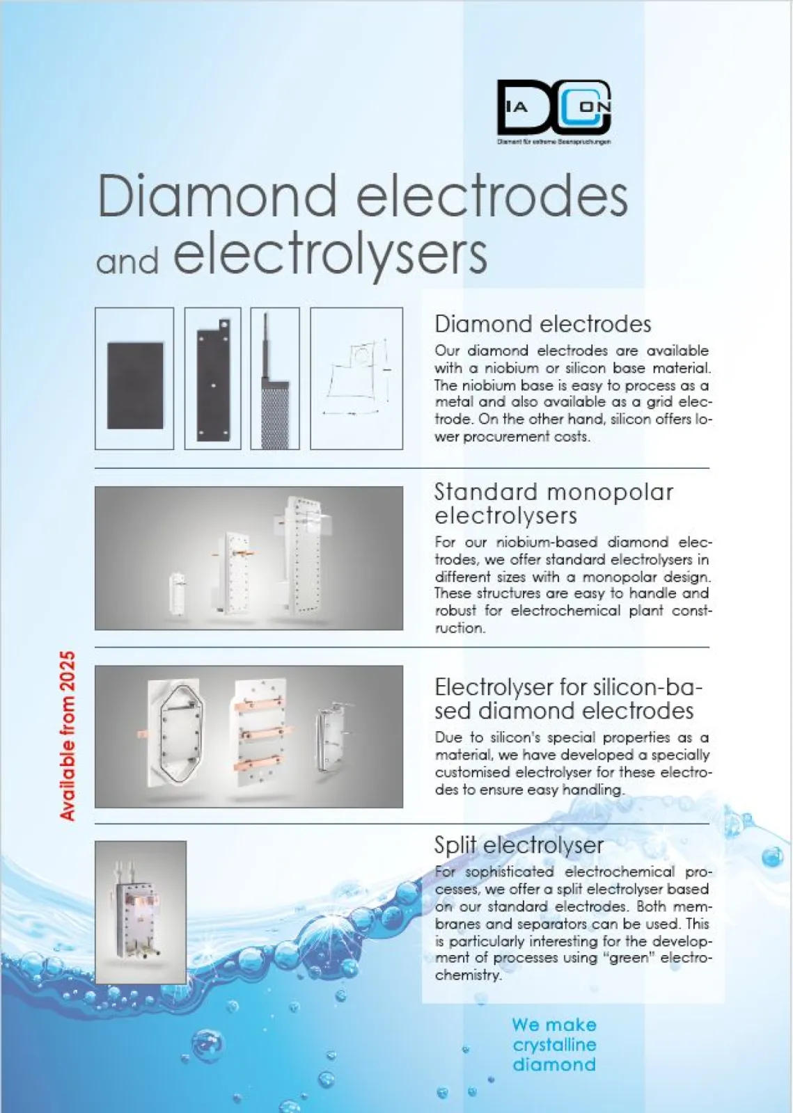 Electrolysers for diamond electrodes