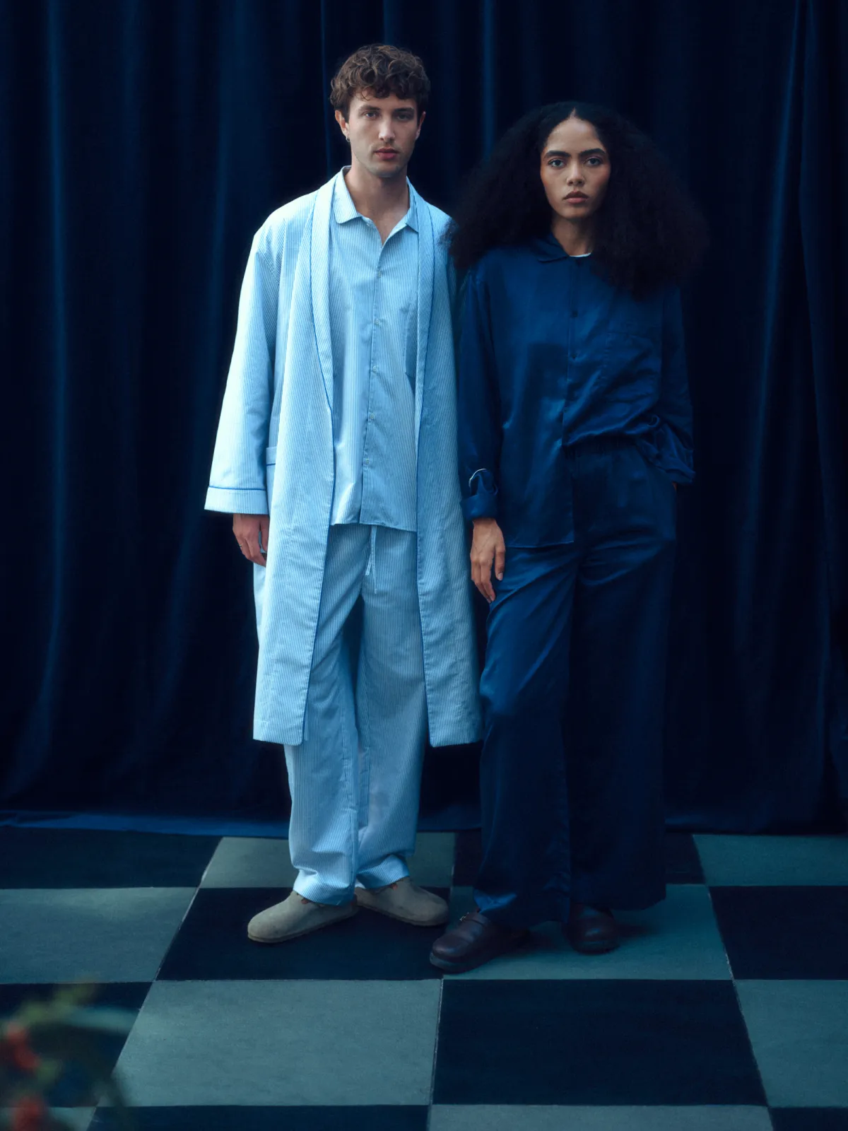 Long Pajama Sets & Robe in Cotton Oxford and Silky Blends