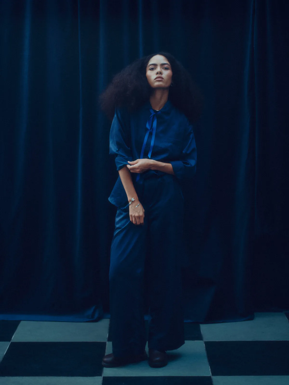 Flowy Silk Blend Pyjama with Wide-Leg Pants