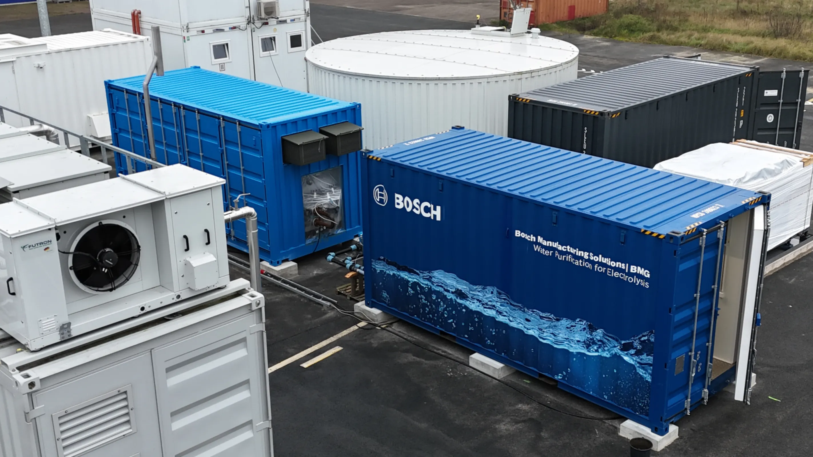 Bosch Water Purification System for electrolysis delivers high-purity demineralized water that meets the stringent water quality requirements for efficient and reliable hydrogen production.