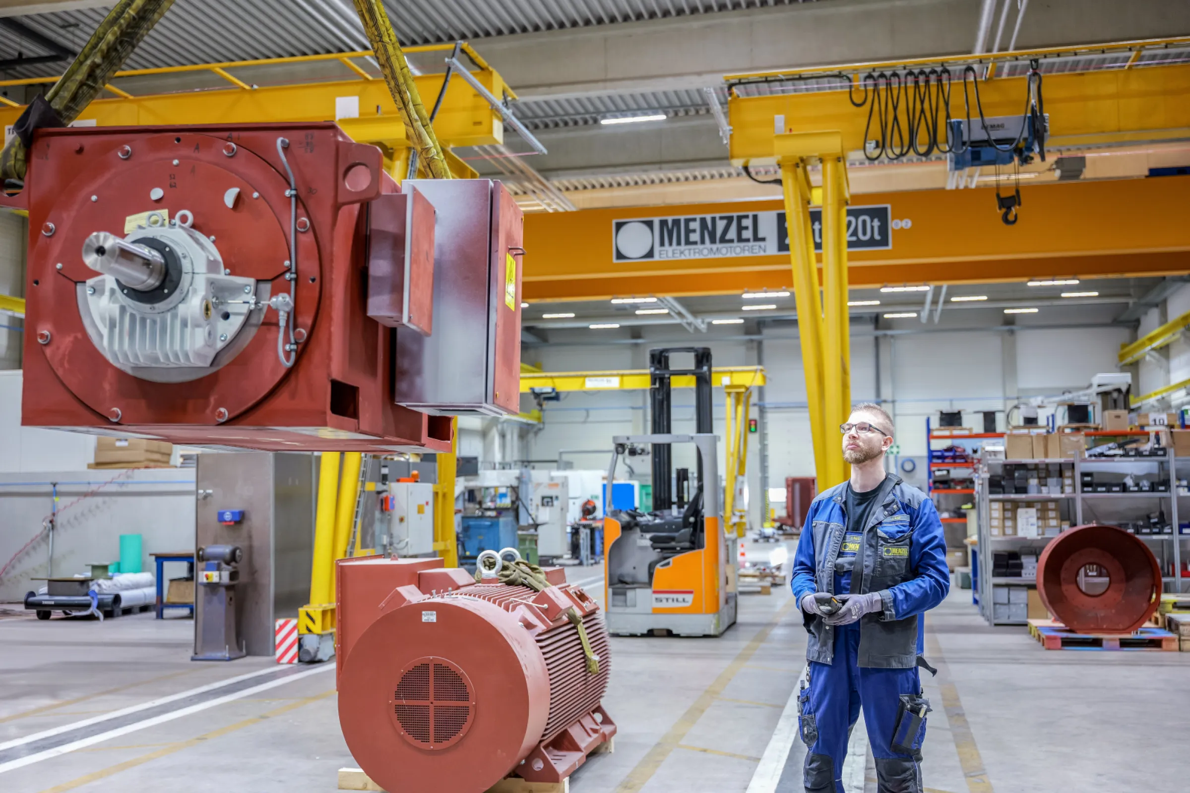 View into Menzel electric motor workshop