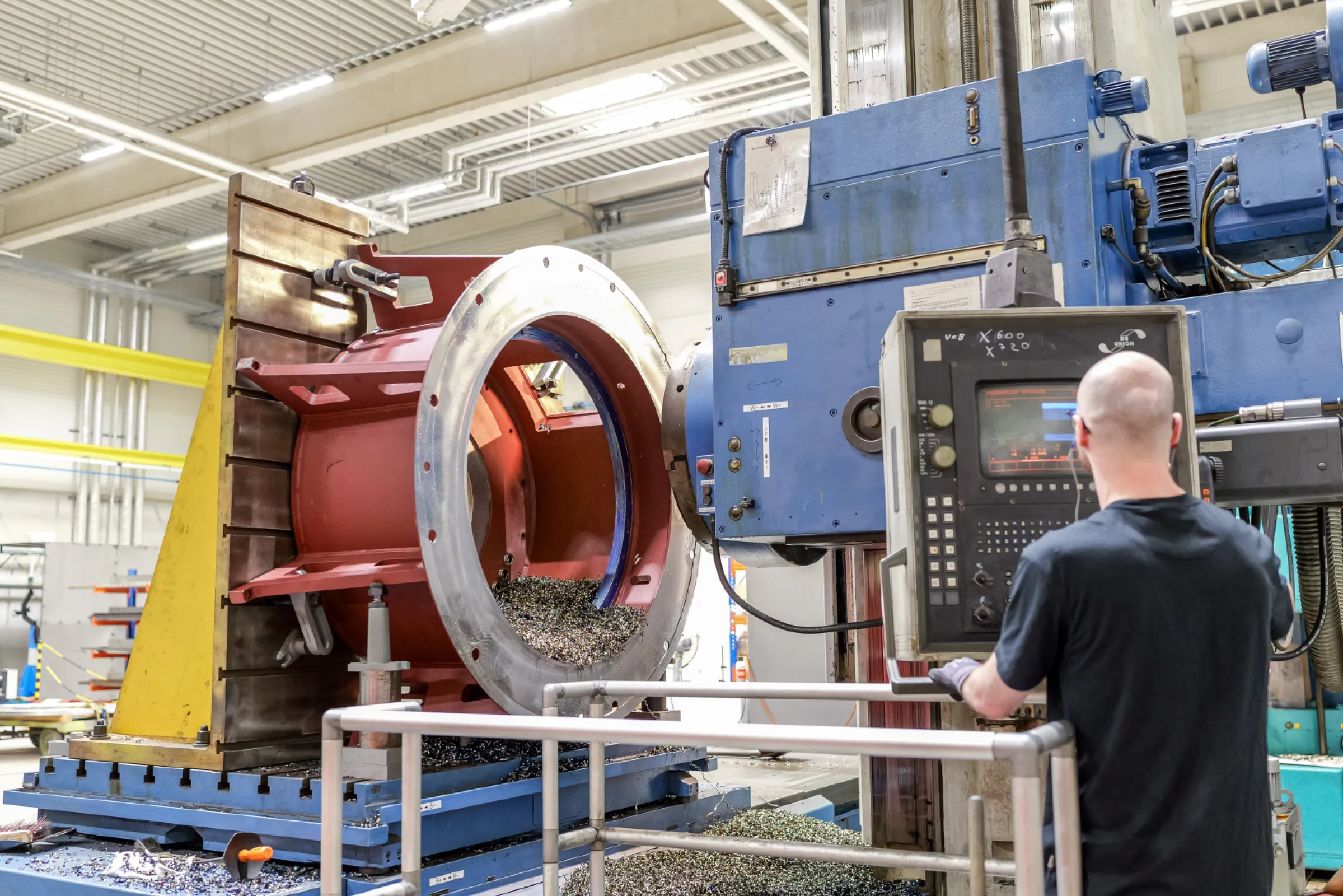 Machining a motor flange on a bench drill machine