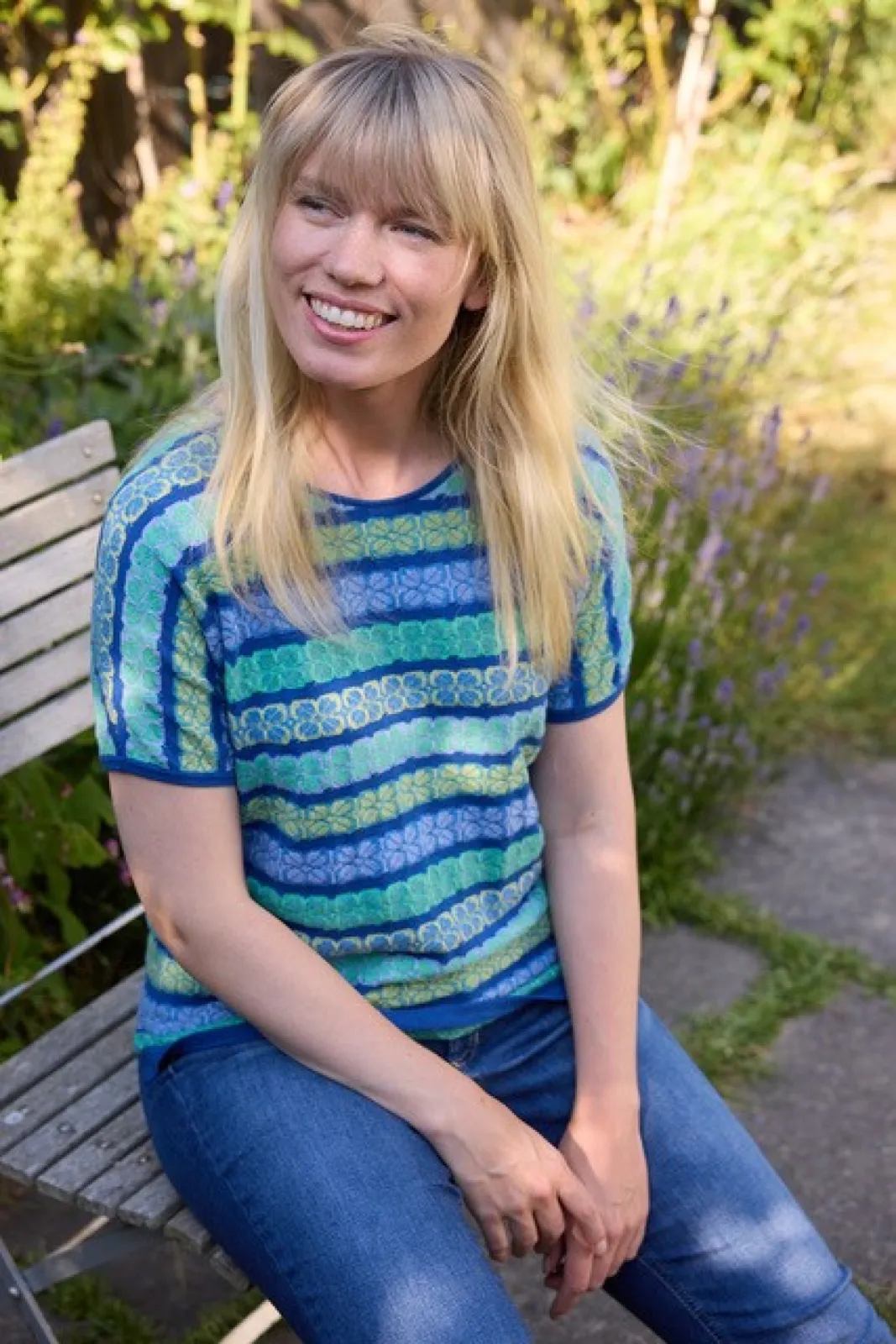 With FRISTED by charlotte mansted, tactile structures are important- here in the form of a flower jacquard in a mix of reverse & plainknit, inspired by cross stitch embroidery. JO-JO is a knit t-shirt, it has no armhole, only a seam at the shoulder. With FRISTED by charlotte mansted, tactile structures are important- here in the form of a flower jacquard in a mix of reverse & plainknit, inspired by cross stitch embroidery. JO-JO is a knit t-shirt, it has no armhole, only a seam at the shoulder.