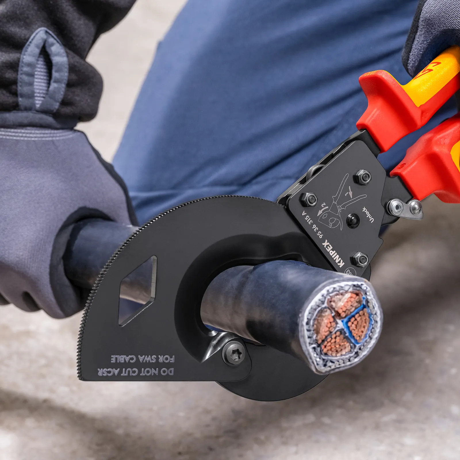 Professional rtchet cable cutters for large diameter cables