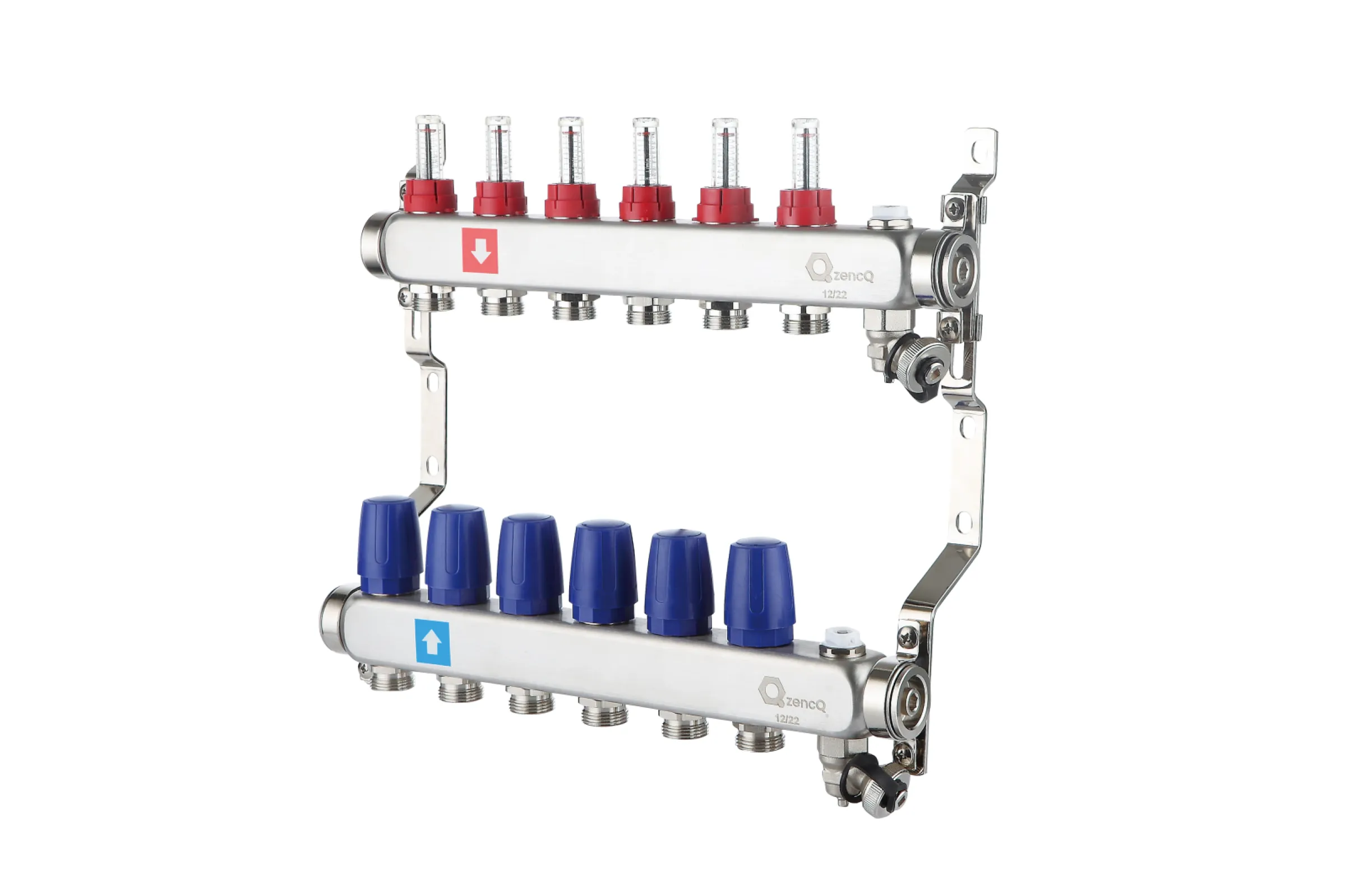 Stainless steel manifold with flow meters