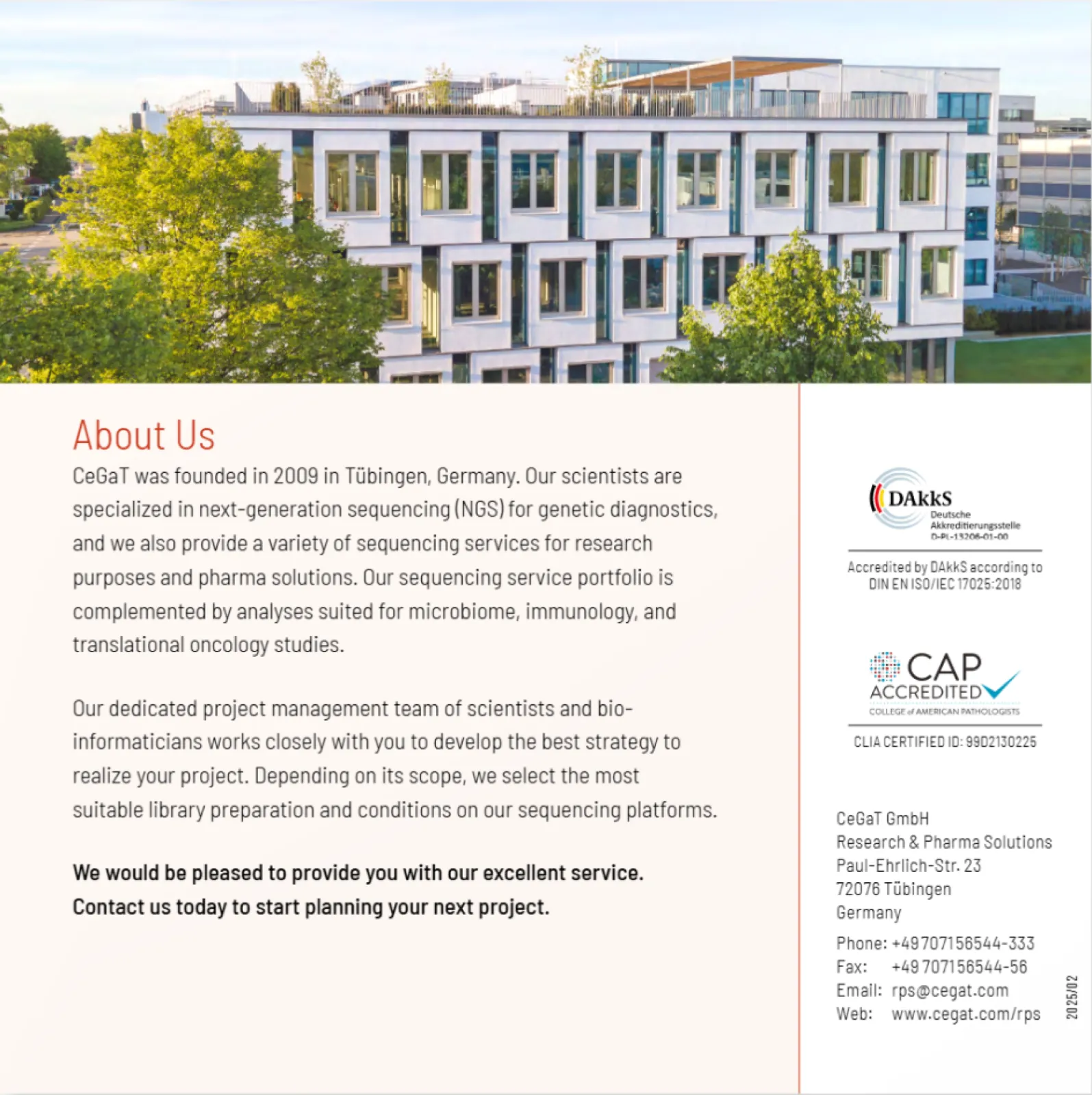 Internationally accredited laboratory workflows and expert interdisciplinary support.