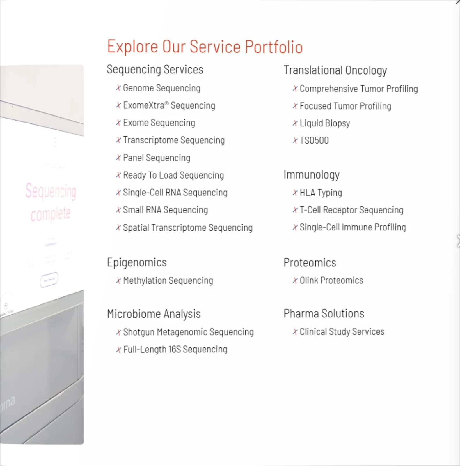 Our NGS and Proteomics service portfolio for research and pharma projects.