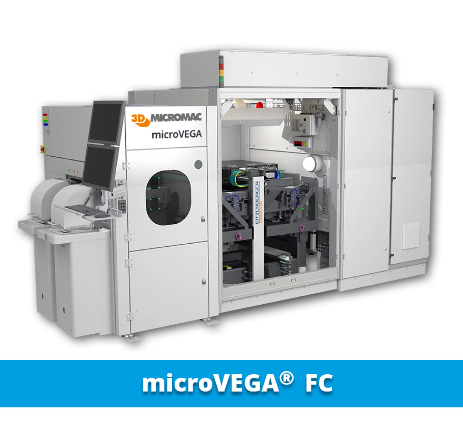 microVEGA FC processes semiconductor wafers during continuous motion at ultra-high precision.