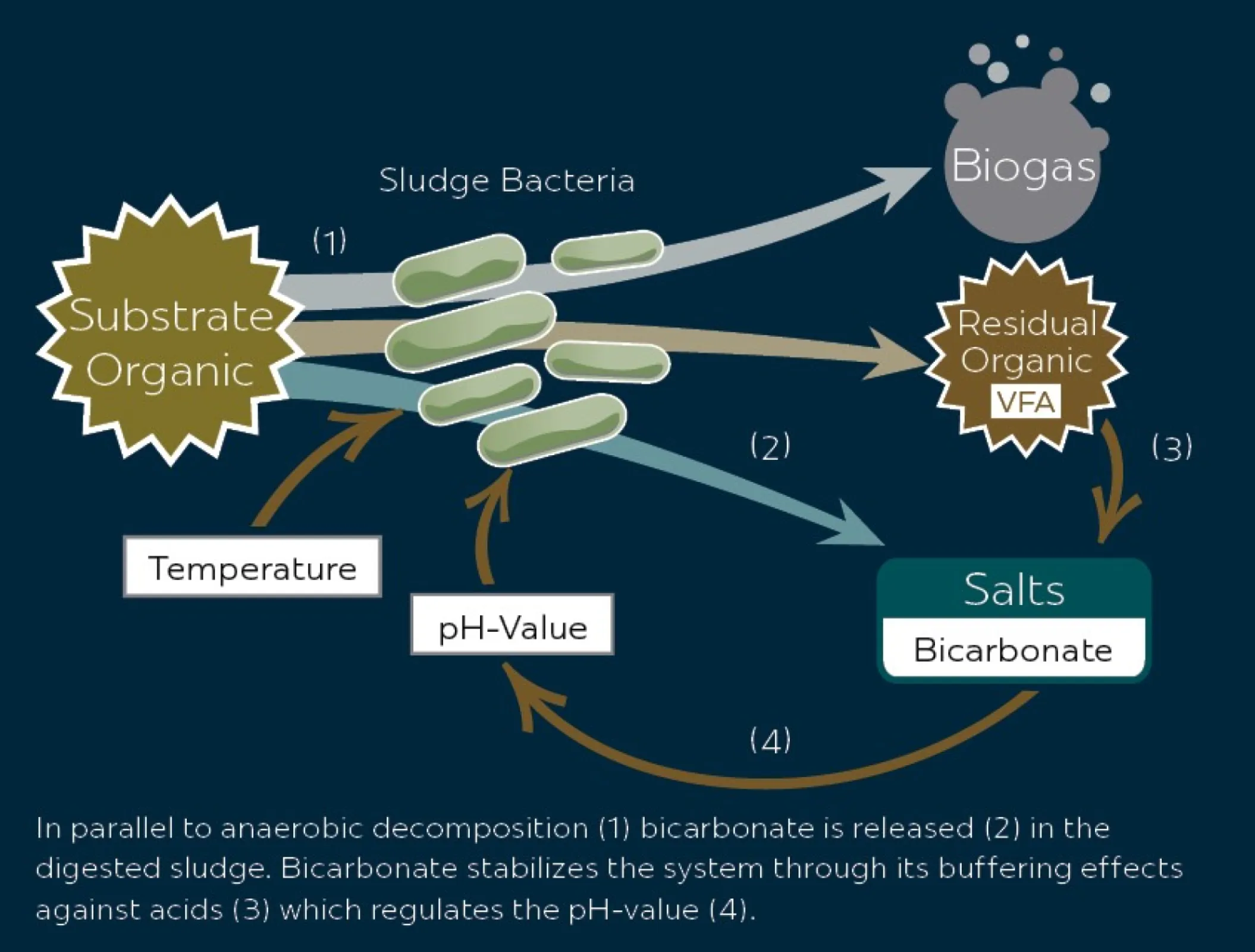 Bicarbonate monitoring enables early detection of biological process changes, ensuring stable digester performance and reliable biogas production.