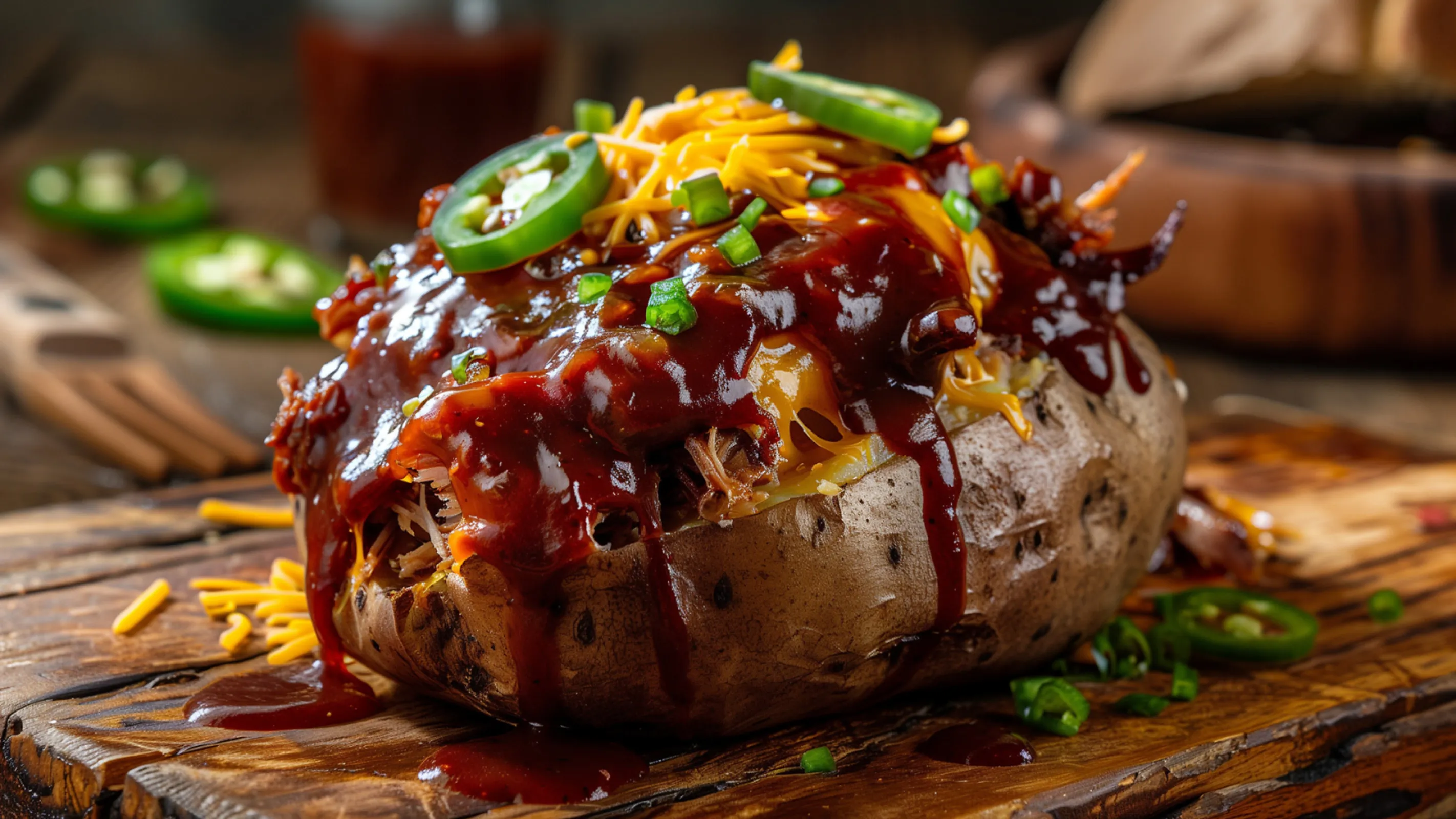 Potato delicacies with BBC dip and cheese