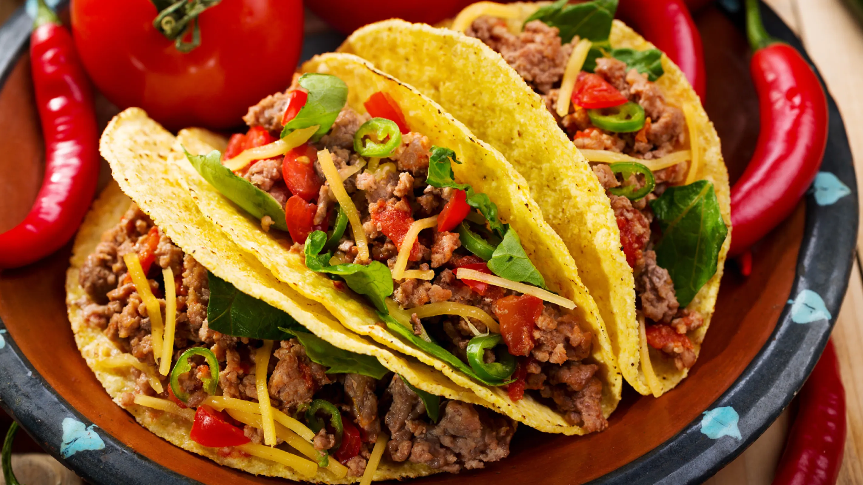 Taco with ground meat