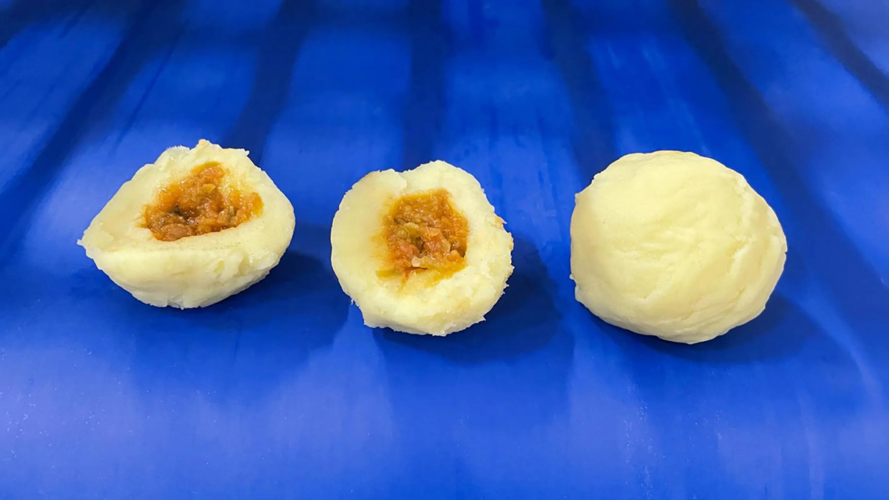Product sample potato ball with meat filling