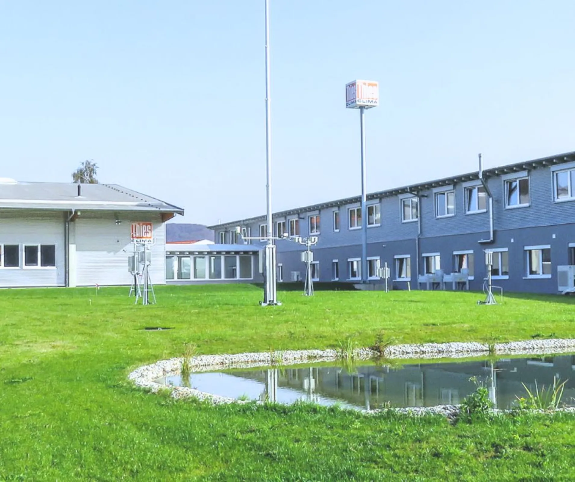 Thies CLIMA, production facility in Germany, with a test garden.