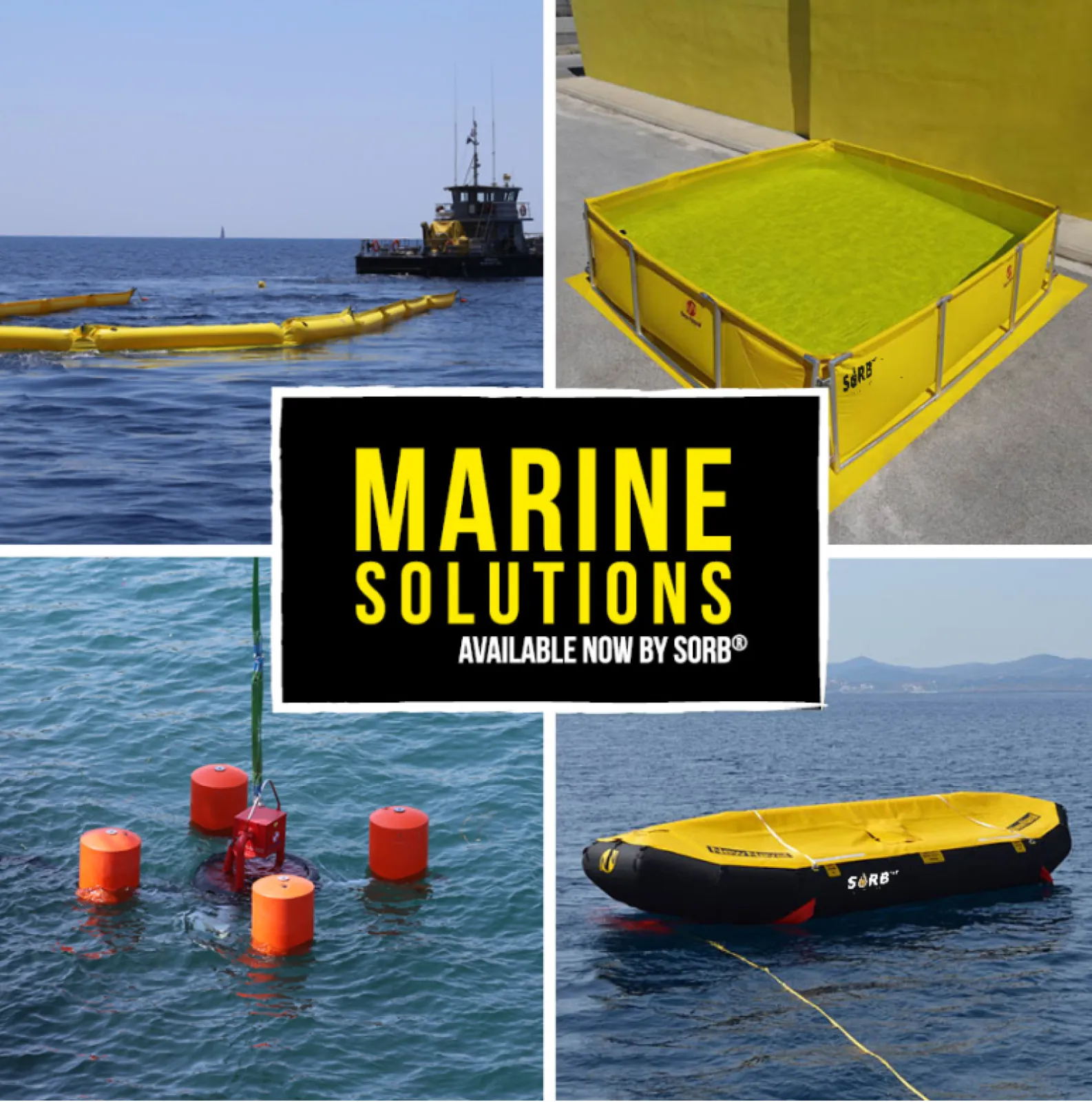 SORB®MS Marine Solutions -  the comprehensive portfolio for use after accidents involving water, including (reflective) barriers, solid systems, skimmers and many other systems