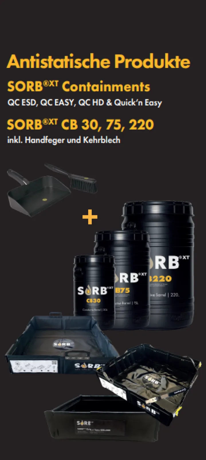 SORB®XT ESD products offer protection against electrostatic discharge and are an essential part of protecting your employees from electrical discharge. We offer a wide range of different electrostatic products such as containments and containers.