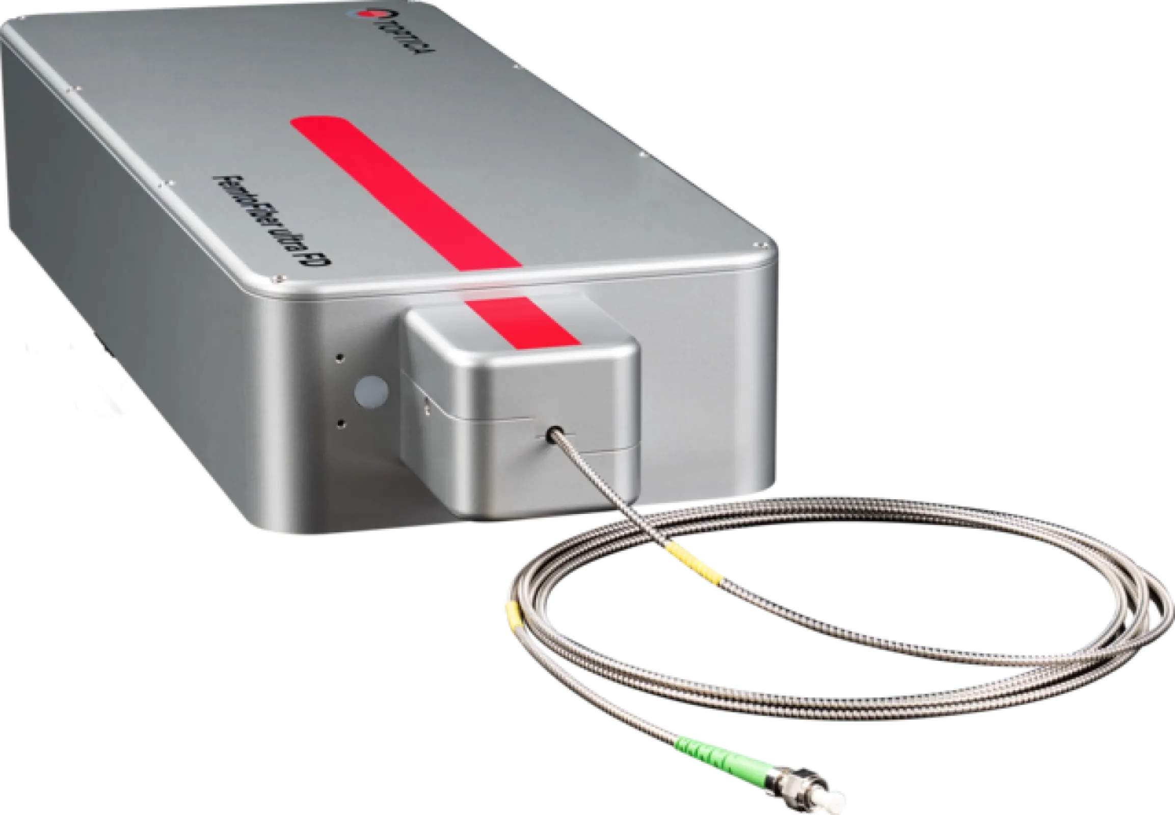 FemtoFiber ultra FD – Femtosecond fiber laser with fiber delivery. The integrated pulse picker enables users to adjust the repetition rate from 80 MHz to 8 MHz.