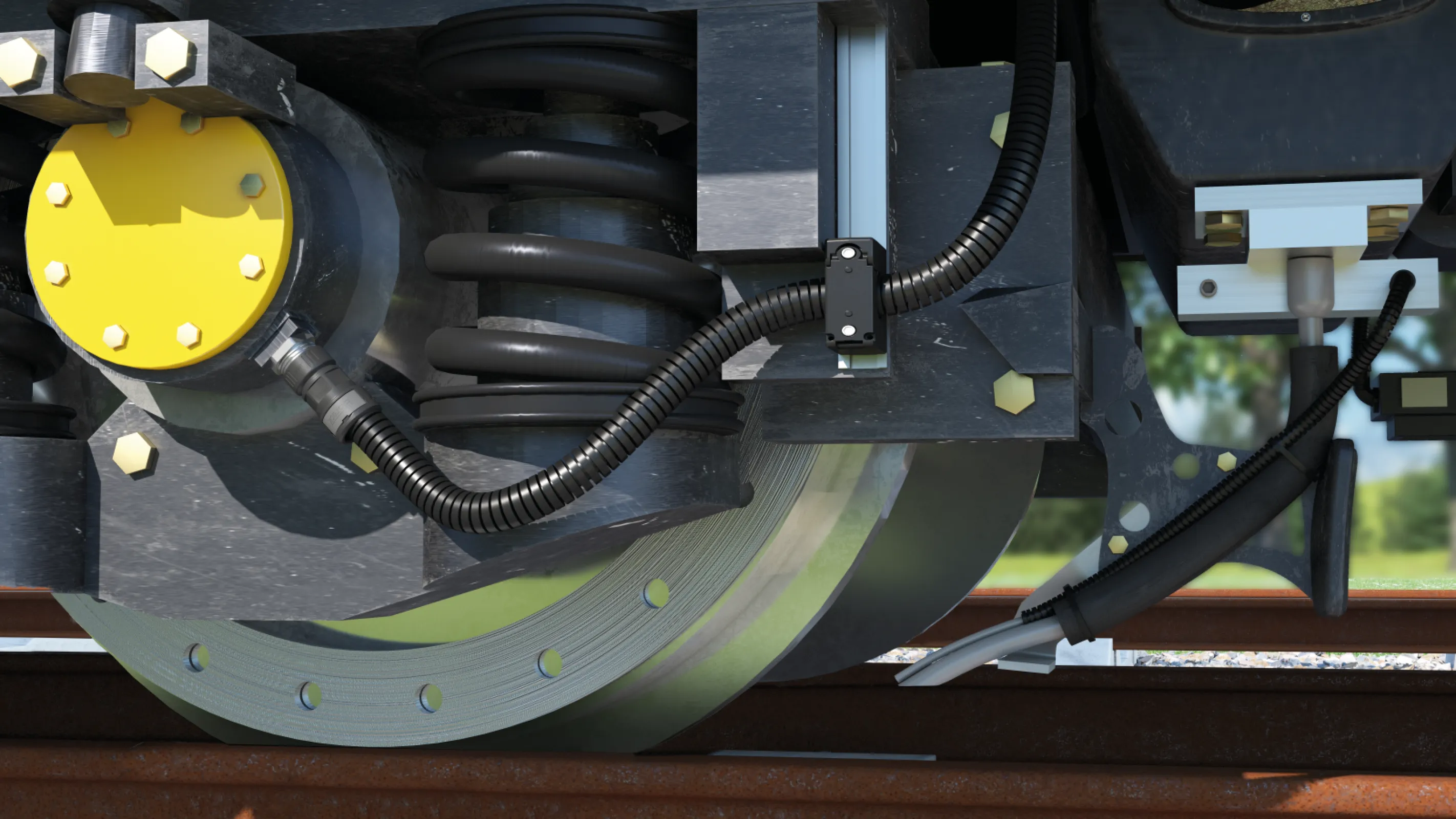 Cable protection for wheel sensors and sanding systems