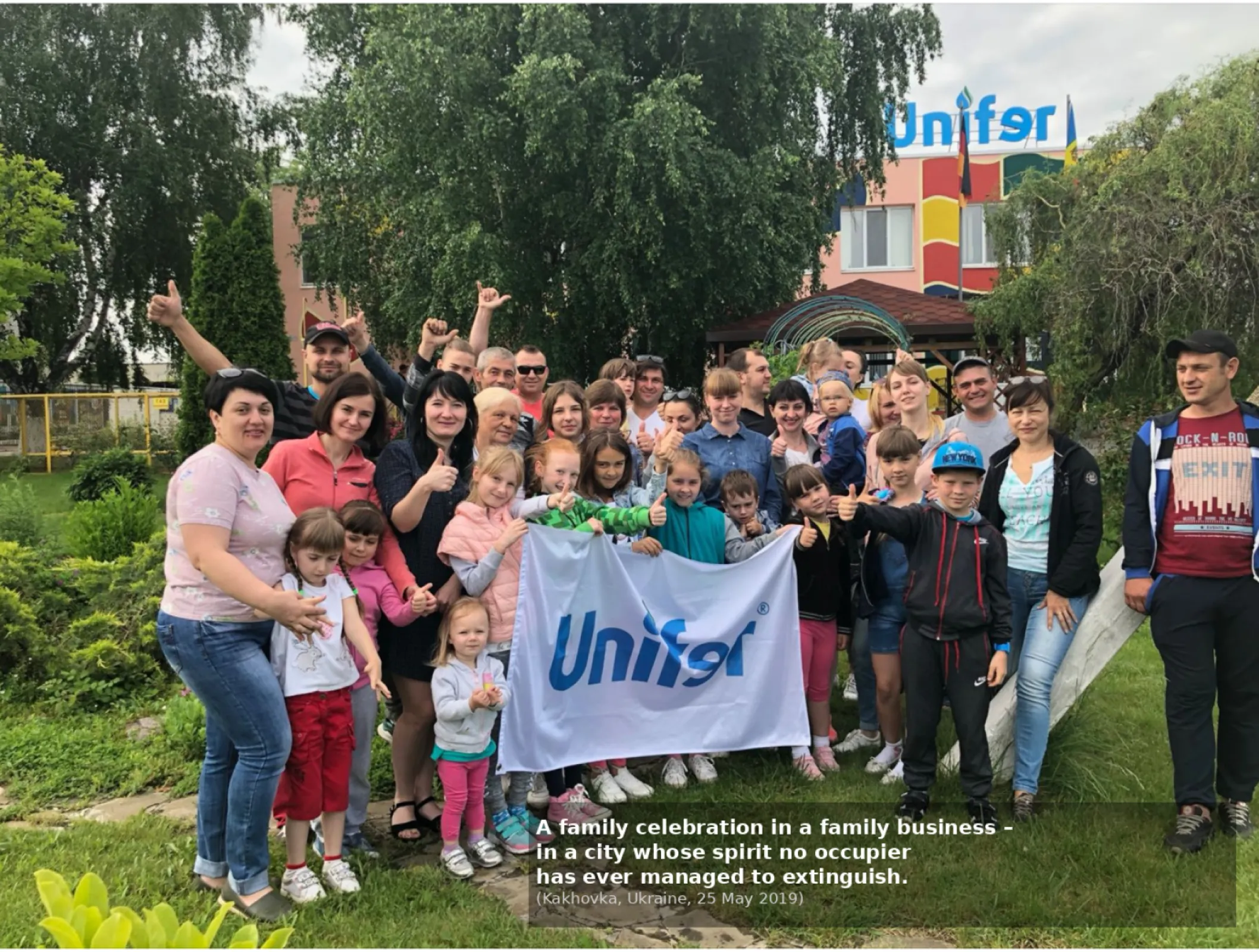 A family celebration in a family buisiness - in a city whose spirit no occupier has ever managed to extinguish. Kakhovka, Ukraine, 25 May 2019