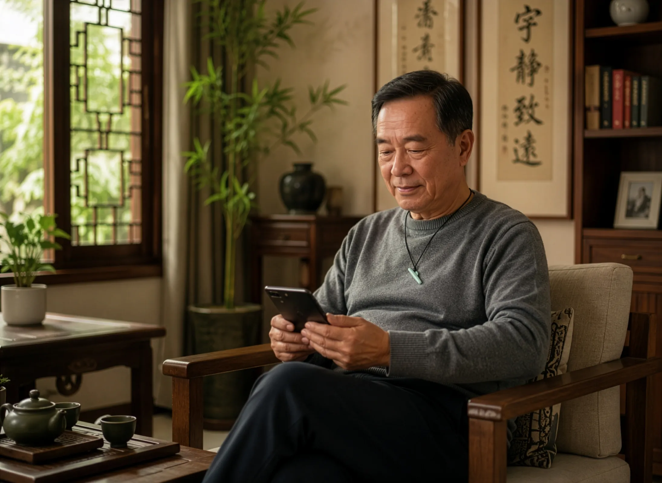 COPD patient using LifePipe® during everyday activities at home.
