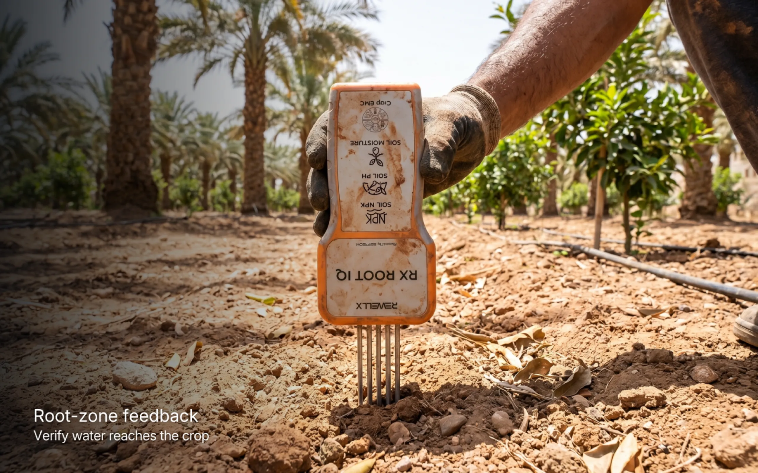 RootIQ measures field conditions directly in the crop root zone, providing practical feedback on soil conditions and the effect of irrigation where water is actually needed.