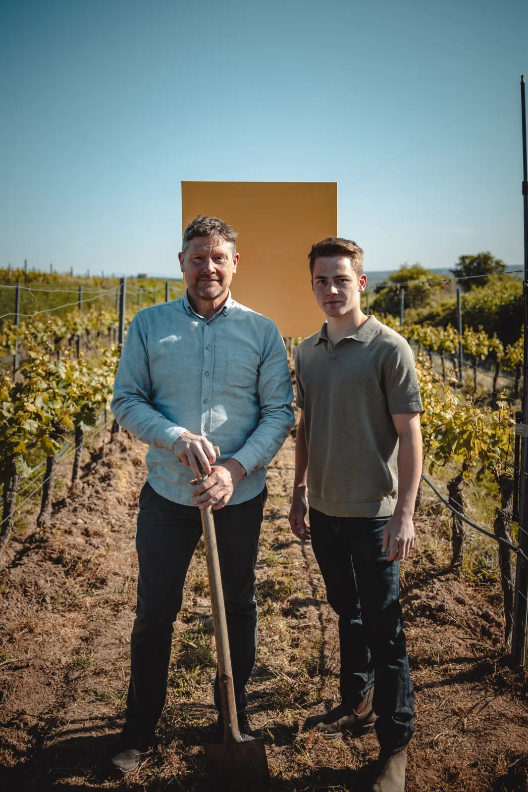 Stefan and Lukas among the vines, shaping the character of our wines with passion, dedication and a deep connection to the vineyard